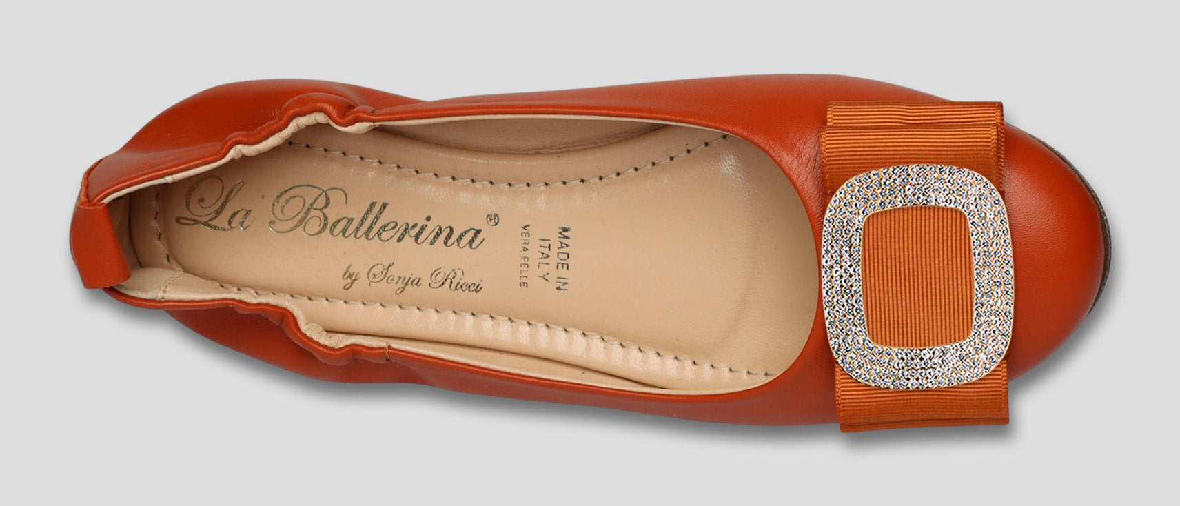 La Ballerina Soft | Damen-Ballerinas Leder braun mit Elastik &amp; Wechsel-Schnallen [30] - La Ballerina