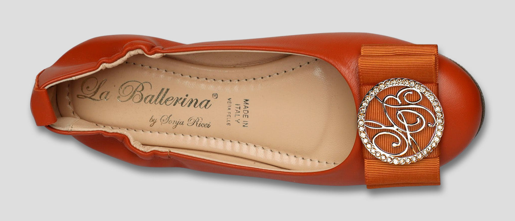 La Ballerina Soft | Damen-Ballerinas Leder braun mit Elastik &amp; Wechsel-Schnallen [30] - La Ballerina