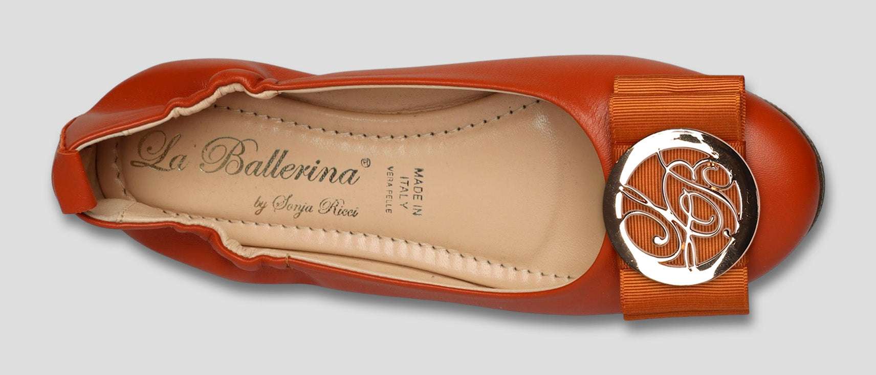 La Ballerina Soft | Damen-Ballerinas Leder braun mit Elastik &amp; Wechsel-Schnallen [30] - La Ballerina