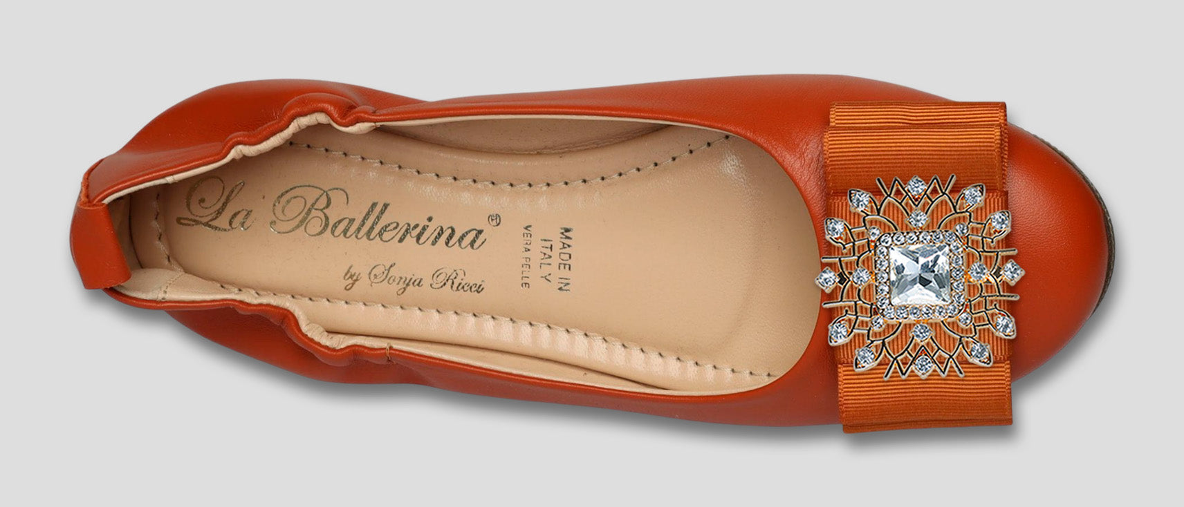 La Ballerina Soft | Damen-Ballerinas Leder braun mit Elastik &amp; Wechsel-Schnallen [30] - La Ballerina