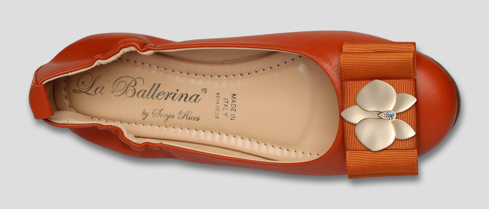 La Ballerina Soft | Damen-Ballerinas Leder braun mit Elastik &amp; Wechsel-Schnallen [30] - La Ballerina