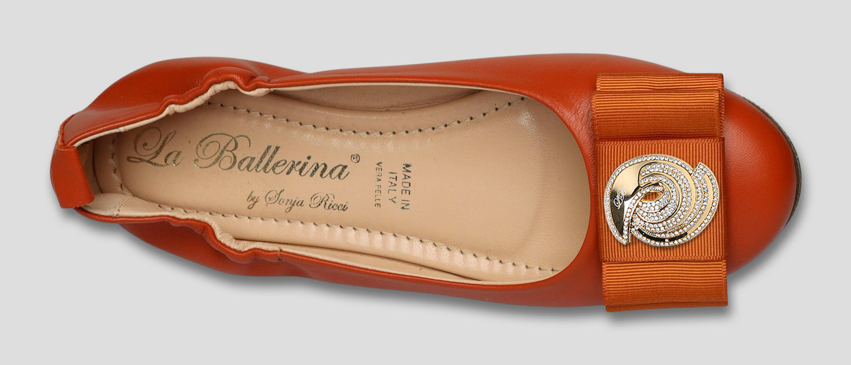 La Ballerina Soft | Damen-Ballerinas Leder braun mit Elastik &amp; Wechsel-Schnallen [30] - La Ballerina