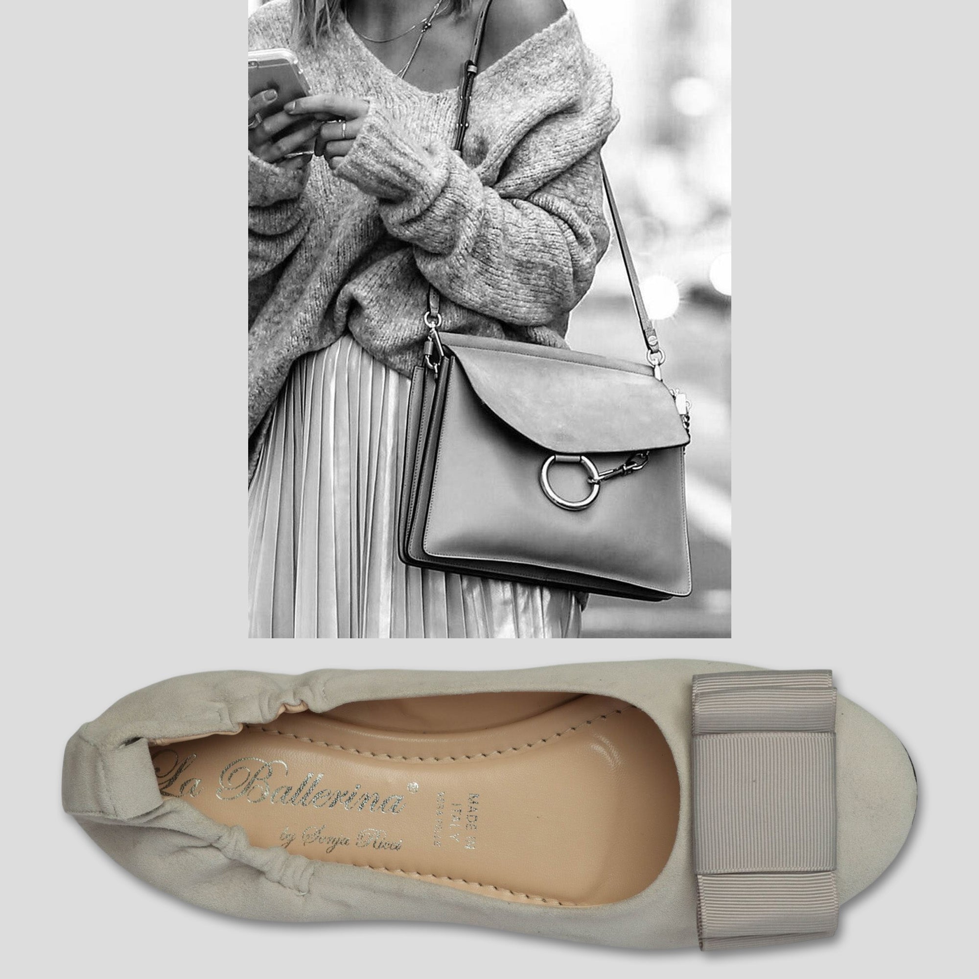 La Ballerina Soft Damen-Ballerinas Leder hellgrau [52]