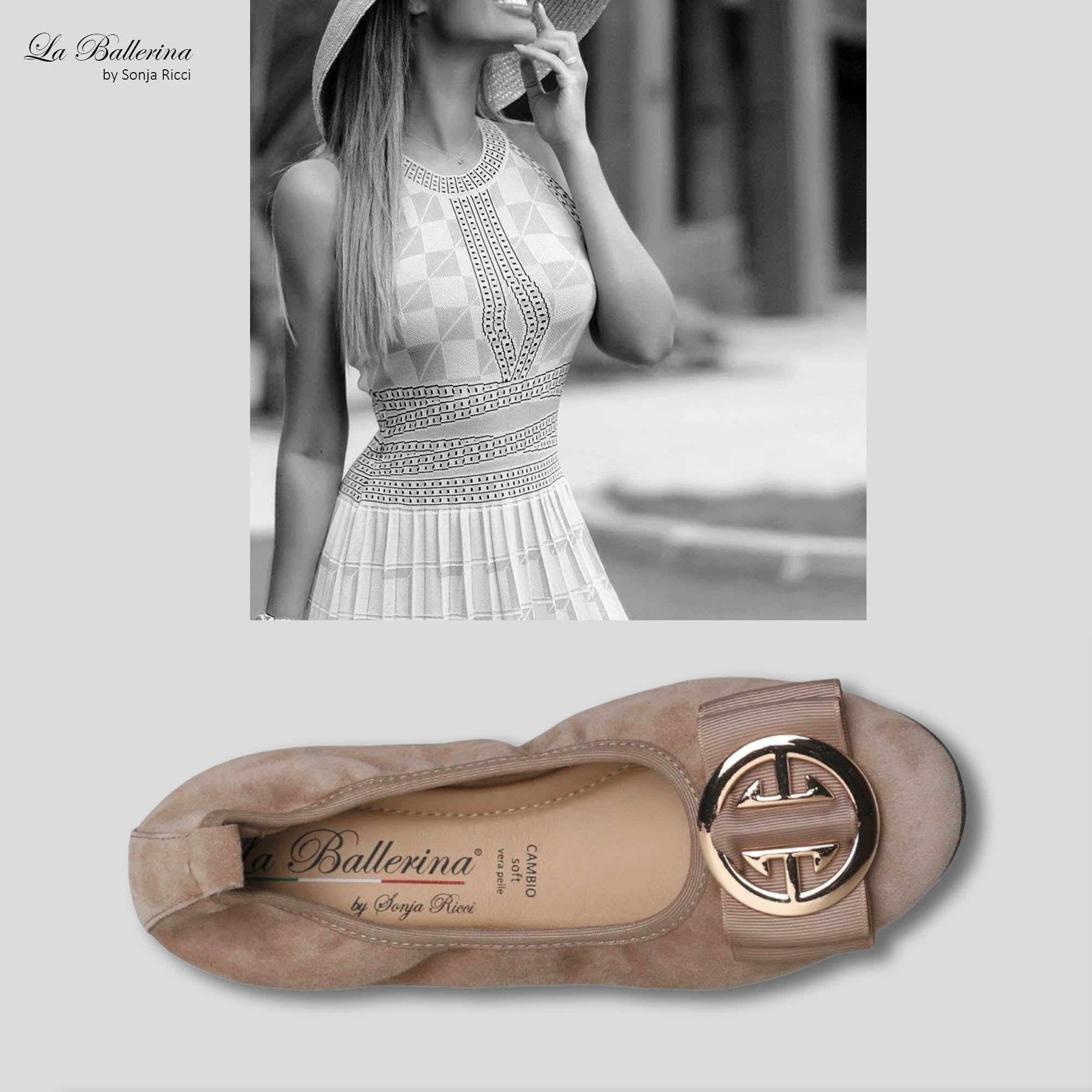 S21 💕 LA BALLERINA SIGNATURE CAMOSCIO TAUPE - La Ballerina