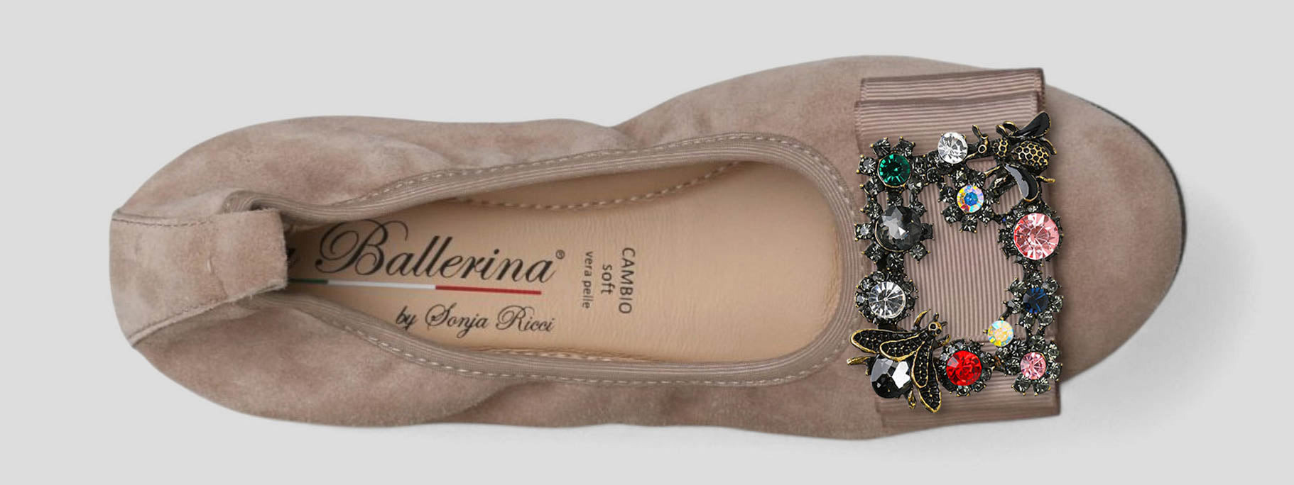 S21 💕 LA BALLERINA CAMBIO VELOURSLEDER TAUPE – ELEGANTE DAMEN BALLERINAS - La Ballerina