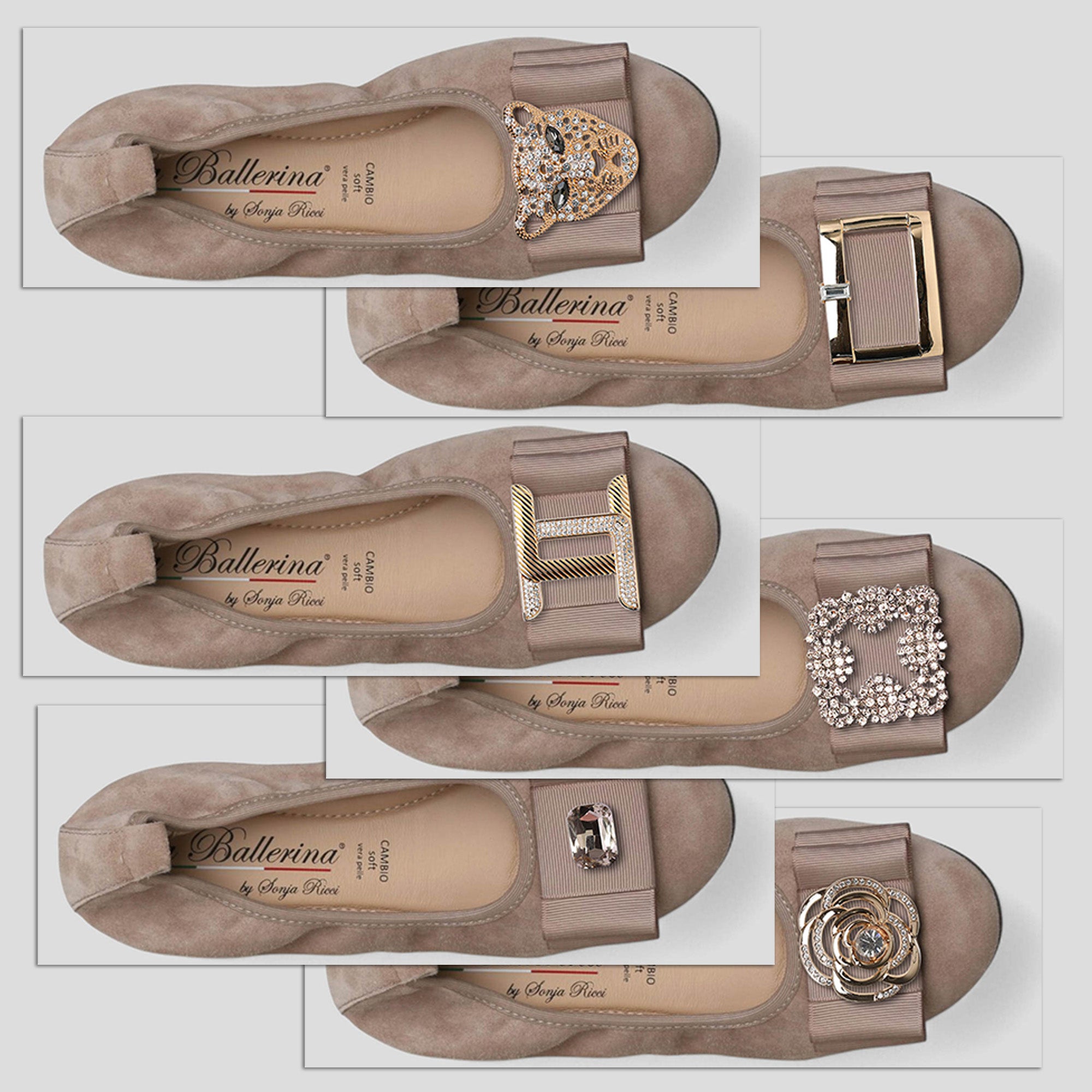 S21 💕 LA BALLERINA CAMBIO VELOURSLEDER TAUPE – ELEGANTE DAMEN BALLERINAS - La Ballerina