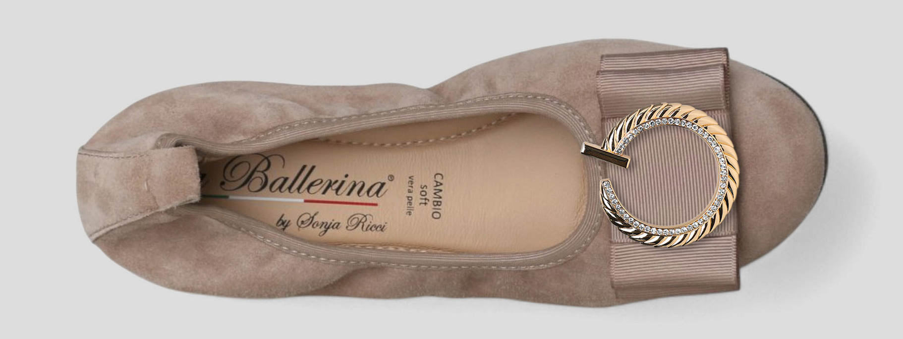 S21 💕 LA BALLERINA CAMBIO VELOURSLEDER TAUPE – ELEGANTE DAMEN BALLERINAS