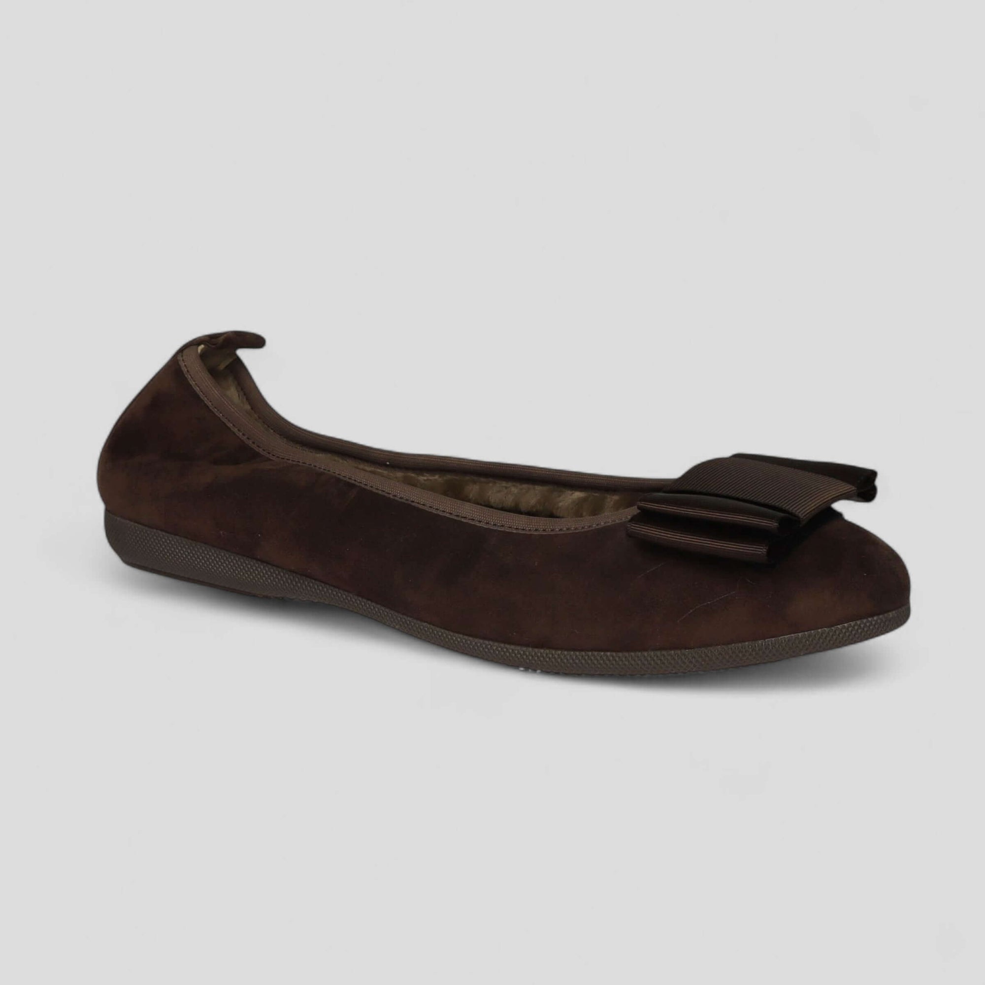 La Ballerina CAMBIO – Braune Damen-Ballerinas aus Veloursleder, warmgefüttert (01W) - La Ballerina