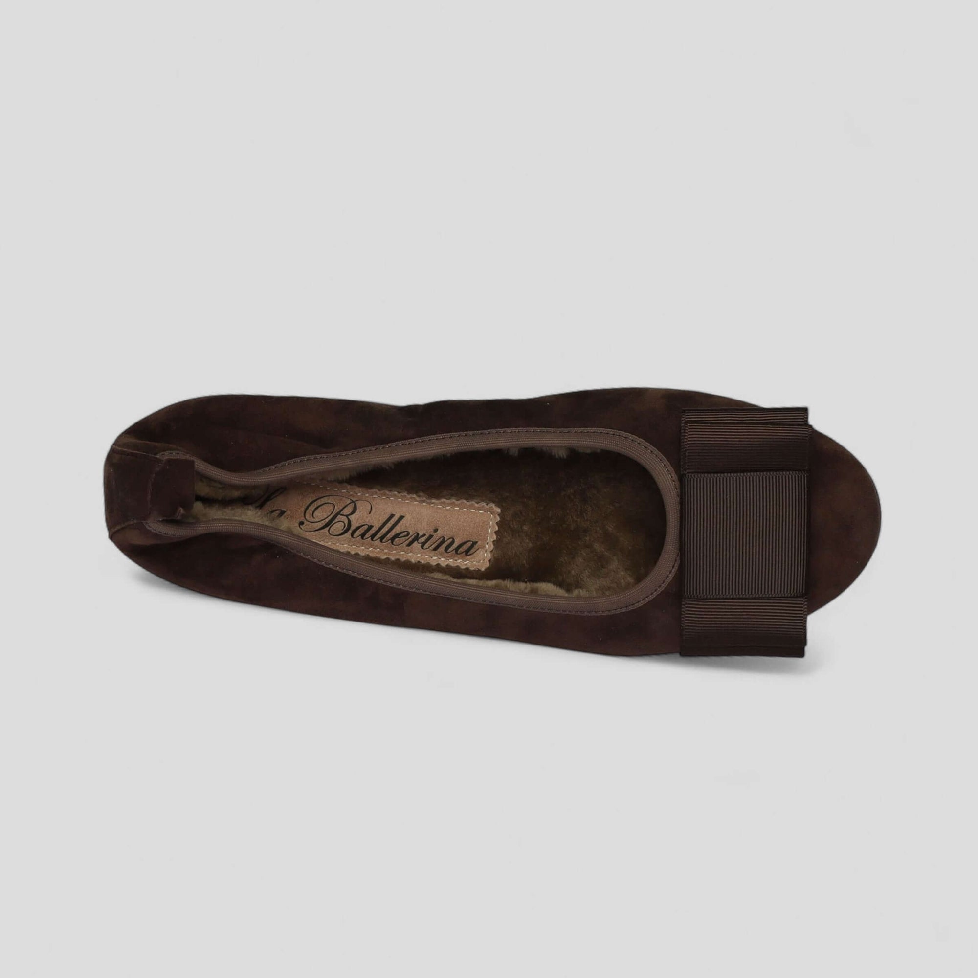 La Ballerina CAMBIO – Braune Damen-Ballerinas aus Veloursleder, warmgefüttert (01W) - La Ballerina