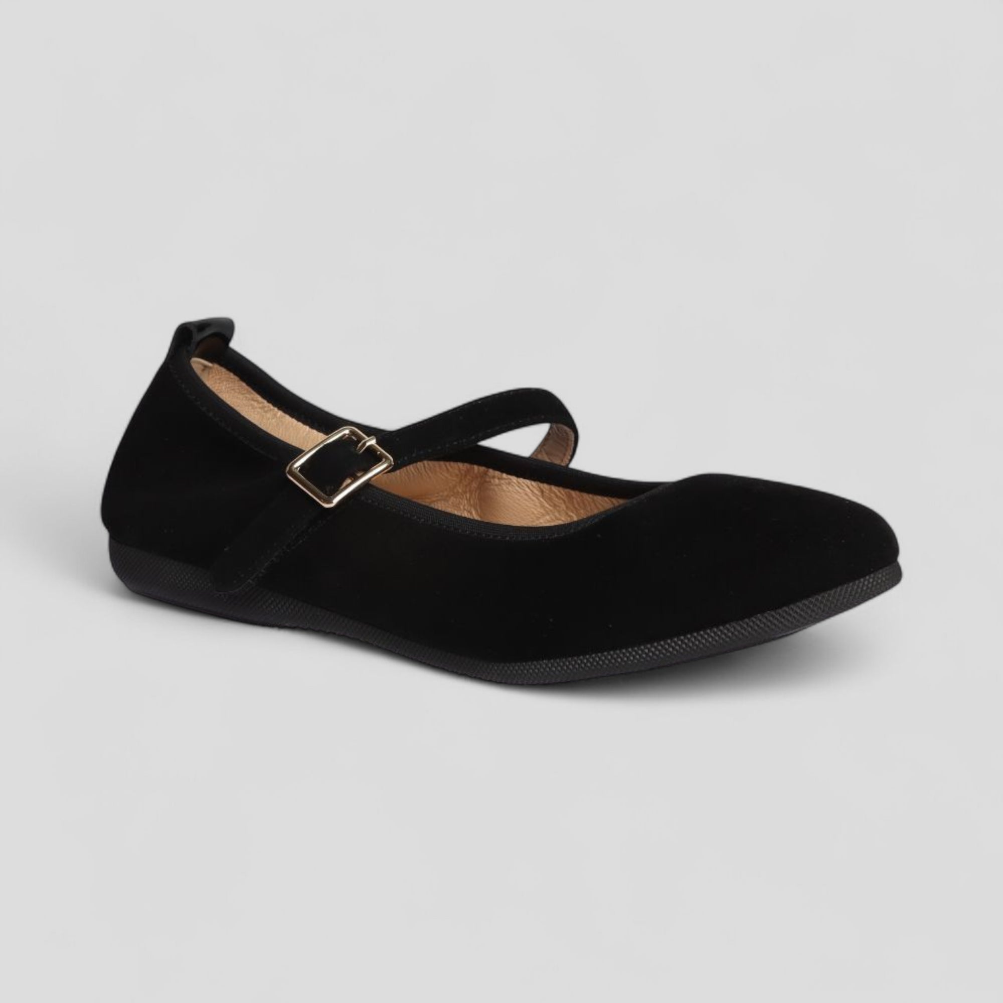 La Ballerina Teatro Mary Jane – Schwarze Veloursleder Ballerinas 11-26S - La Ballerina