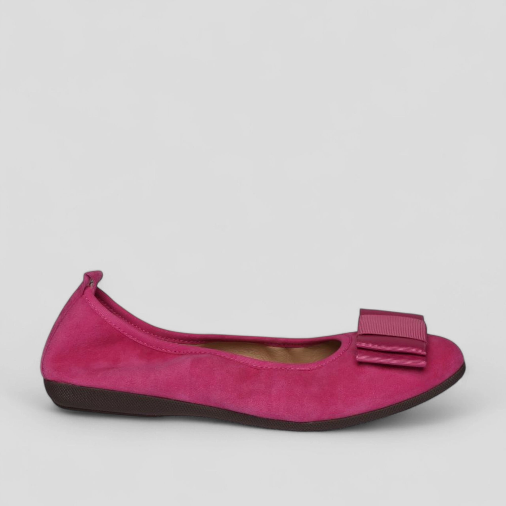 Luxus Damen Ballerinas in Fuchsia aus Veloursleder 17-26S - La Ballerina