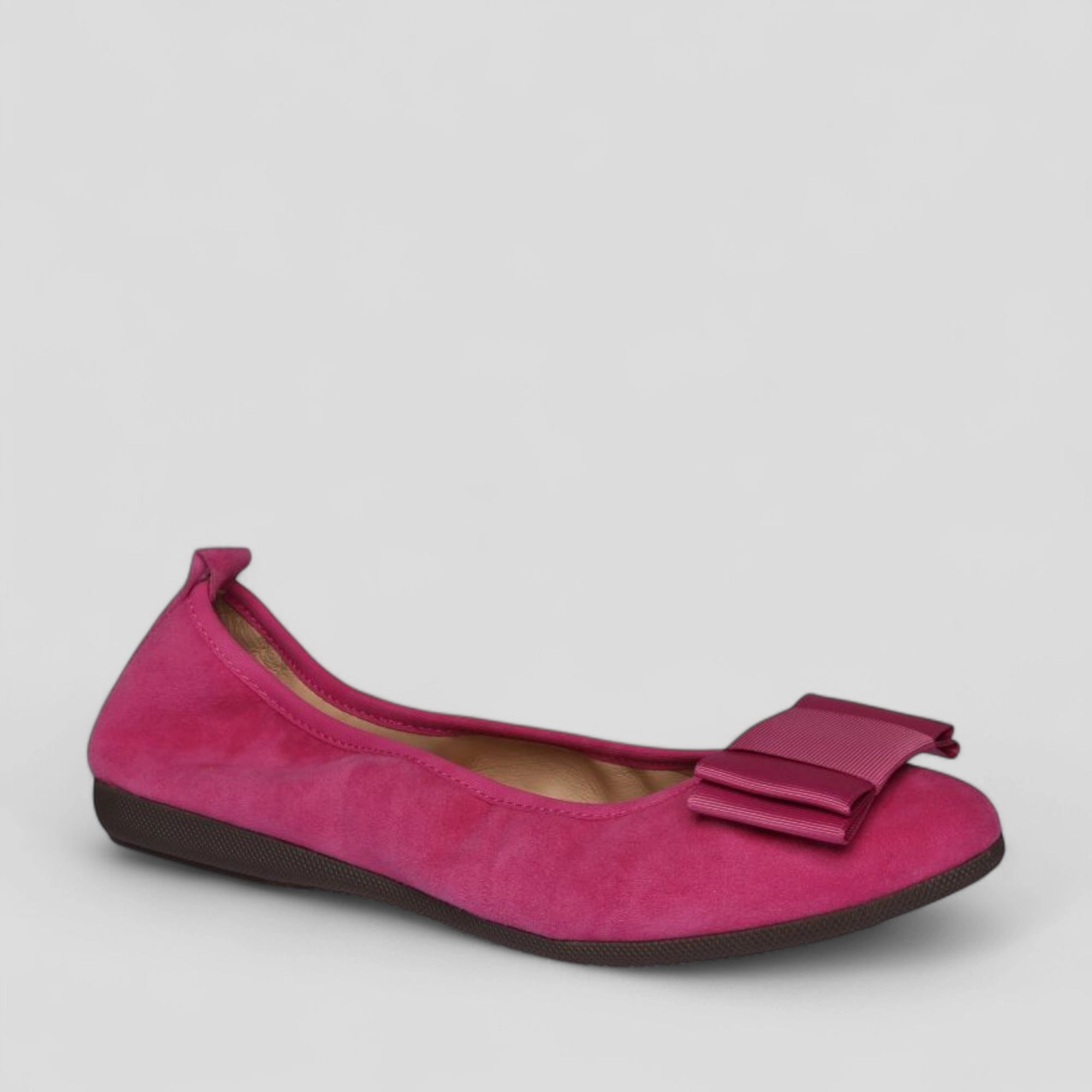 Luxus Damen Ballerinas in Fuchsia aus Veloursleder 17-26S - La Ballerina
