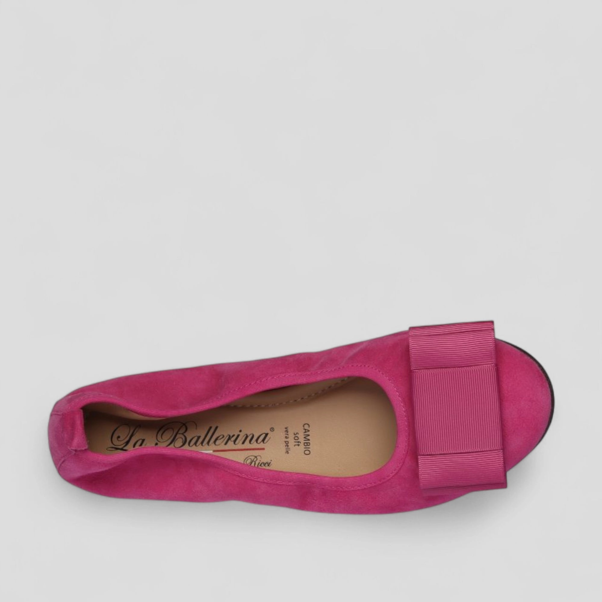 Luxus Damen Ballerinas in Fuchsia aus Veloursleder 17-26S - La Ballerina