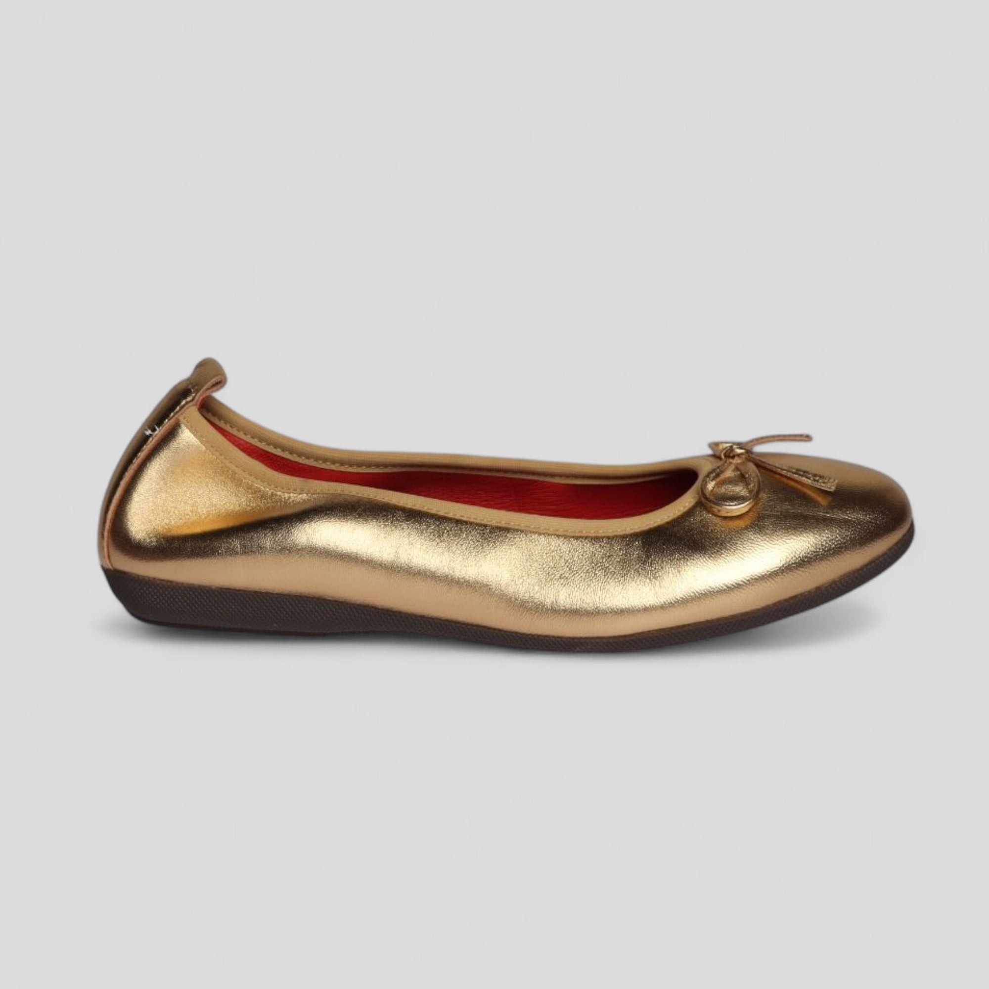 La Ballerina Teatro Or Métallisé – Goldene Leder Ballerinas mit rotem Innenfutter 18-26S - La Ballerina