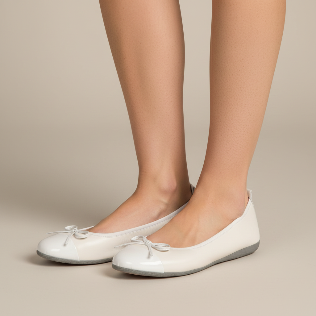 La Ballerina Teatro Creme – Beige Leder Ballerinas mit Lackspitze 31-26S - La Ballerina