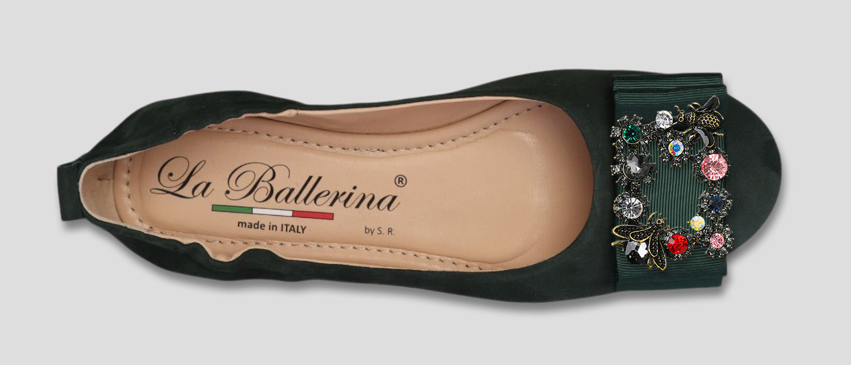 La Ballerina Soft – Bequeme Damen-Ballerinas aus Leder mit Elastik grün[12] - La Ballerina