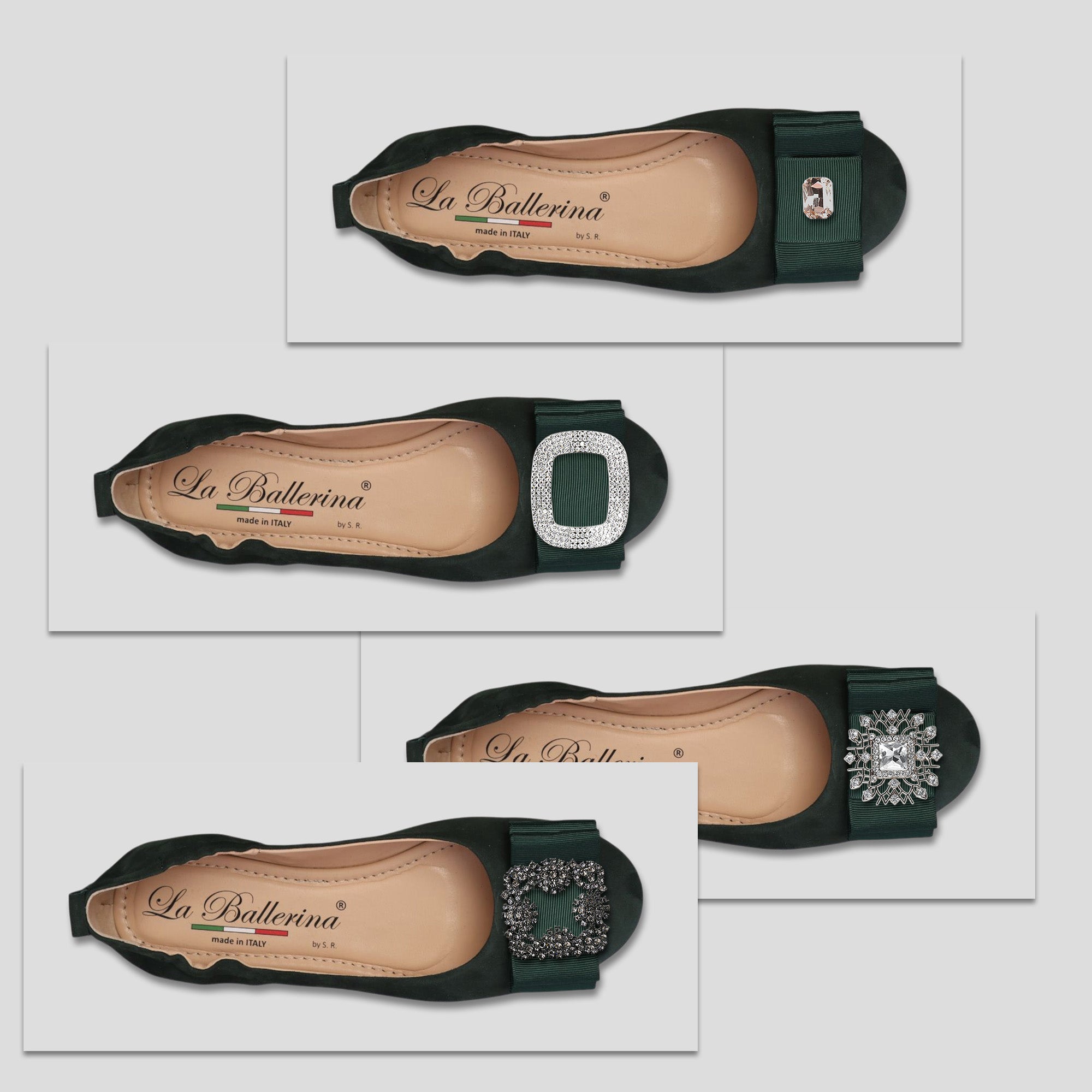 La Ballerina Soft – Bequeme Damen-Ballerinas aus Leder mit Elastik grün[12] - La Ballerina