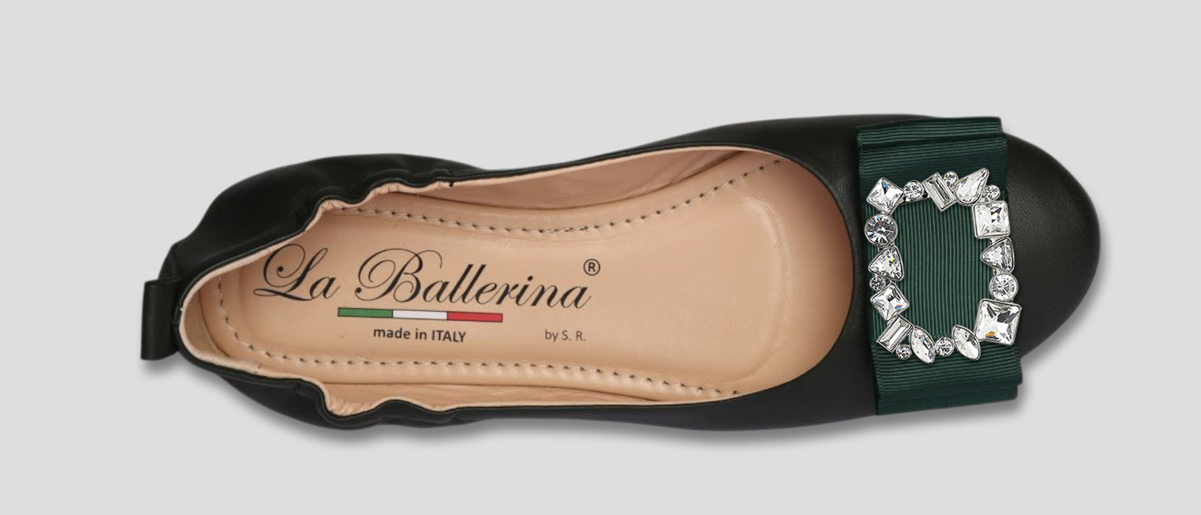 La Ballerina Soft – Bequeme Damen-Ballerinas aus Leder mit Elastik grün [25] - La Ballerina
