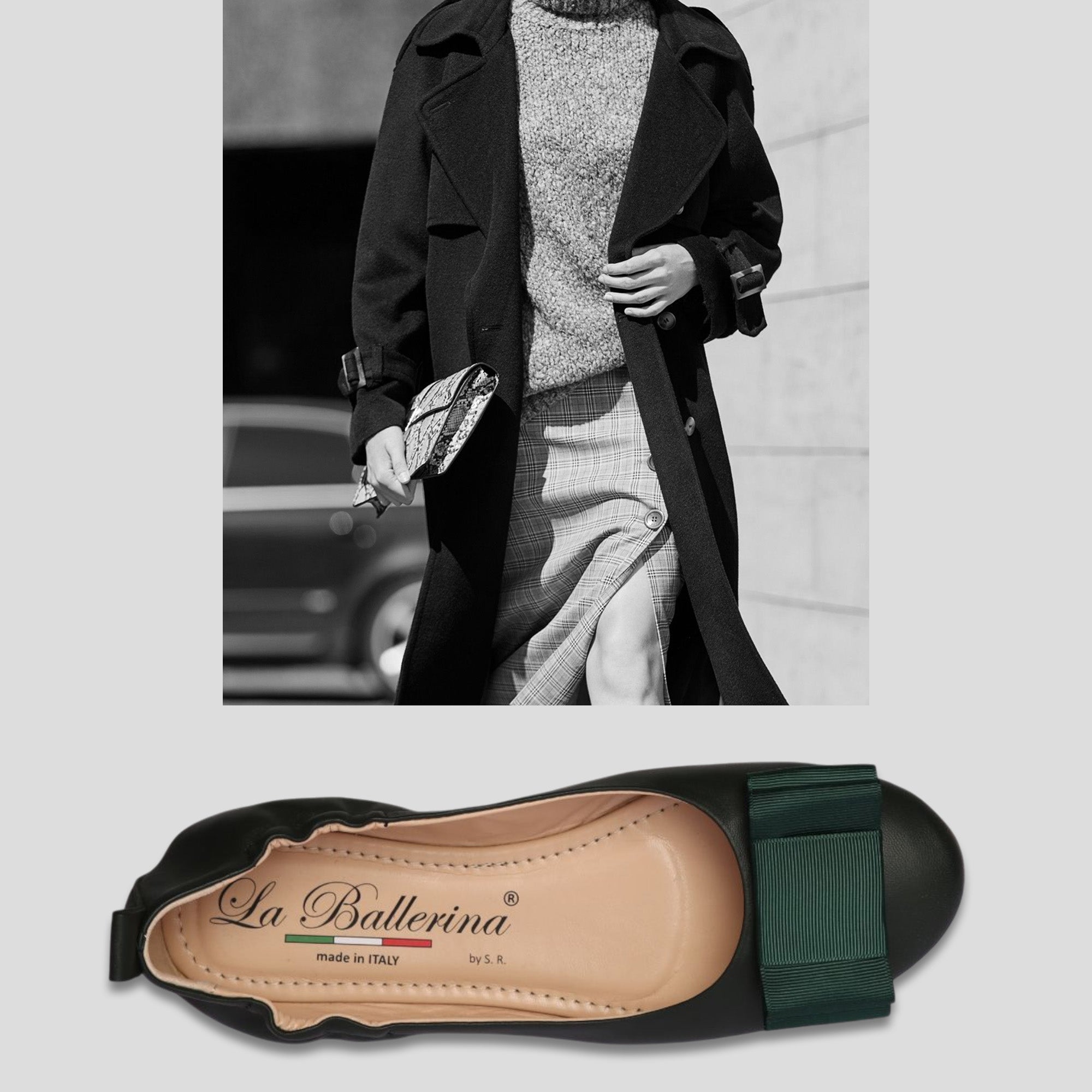 La Ballerina Soft – Bequeme Damen-Ballerinas aus Leder mit Elastik grün [25] - La Ballerina