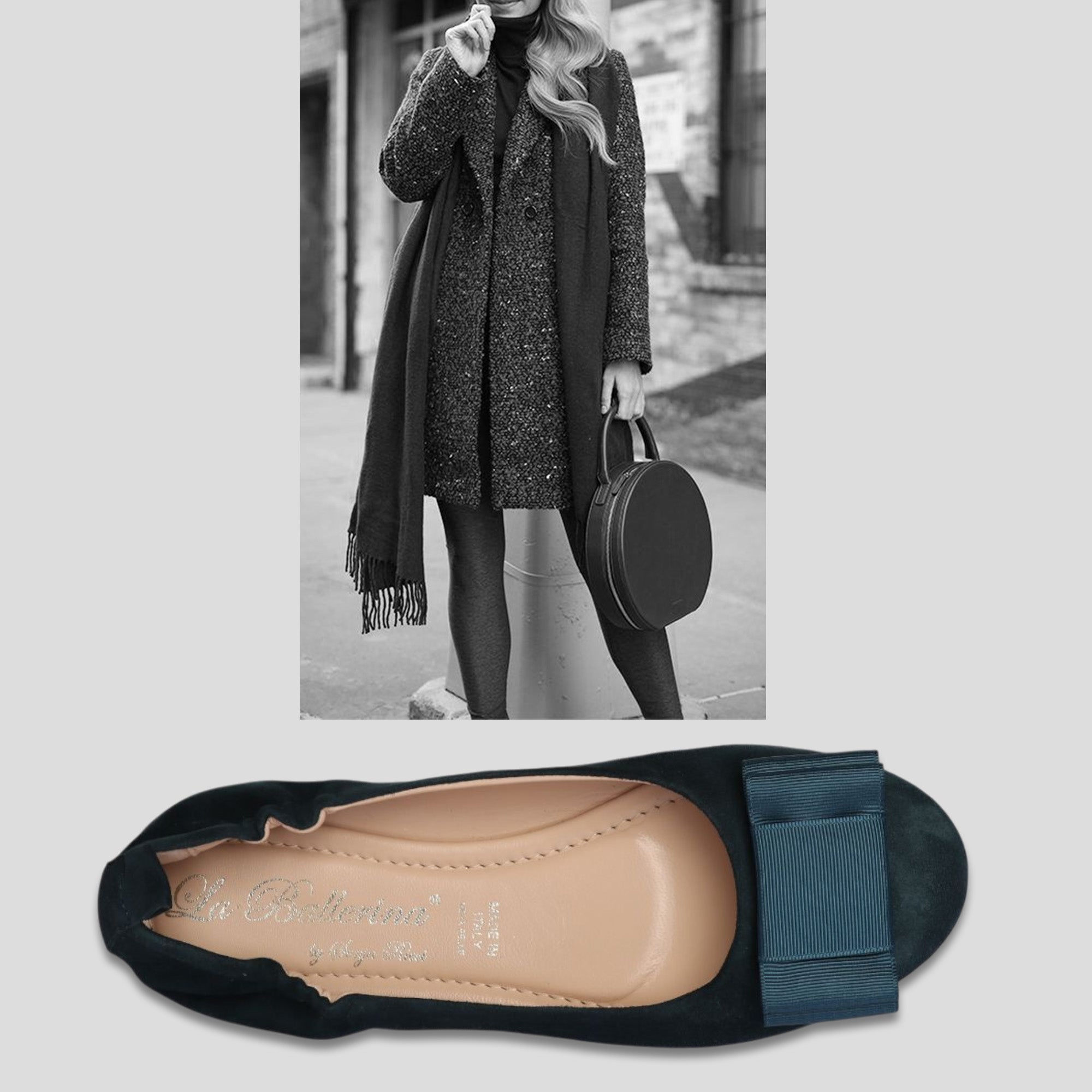 La Ballerina Soft Bequeme Damen-Ballerinas aus Leder mit Elastik petrol [10] - La Ballerina