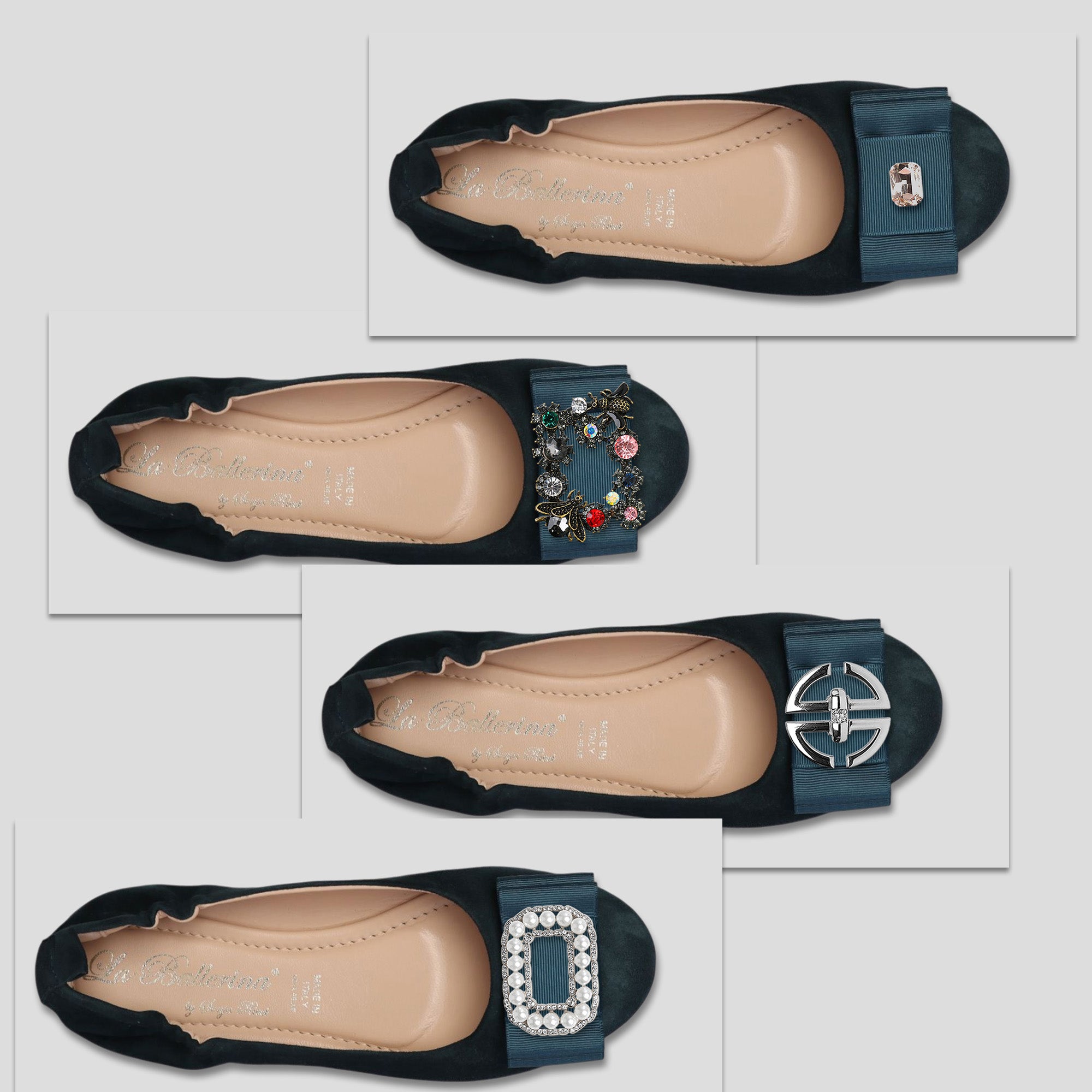 La Ballerina Soft Bequeme Damen-Ballerinas aus Leder mit Elastik petrol [10] - La Ballerina