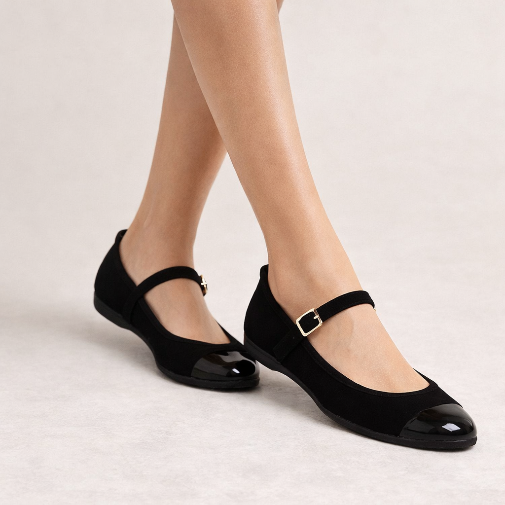 La Ballerina Teatro Mary Jane – Klassische schwarze Ballerinas 5-26S - La Ballerina