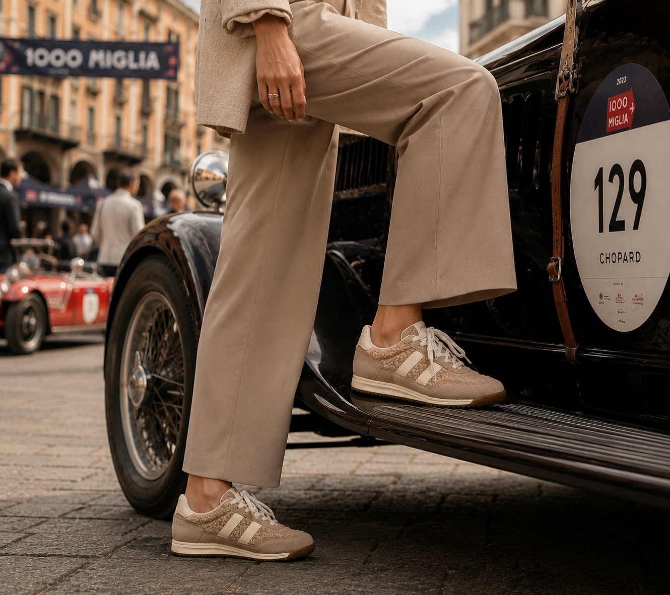 Premium Damen Sneaker Taupe / Creme aus Veloursleder | LA BALLERINA BY SONJA RICCI - La Ballerina
