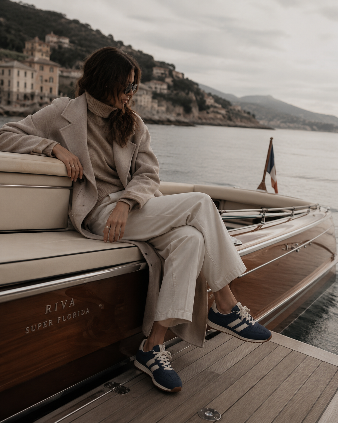 Premium Damen Sneaker Navy Creme aus Veloursleder | LA BALLERINA BY SONJA RICCI - La Ballerina