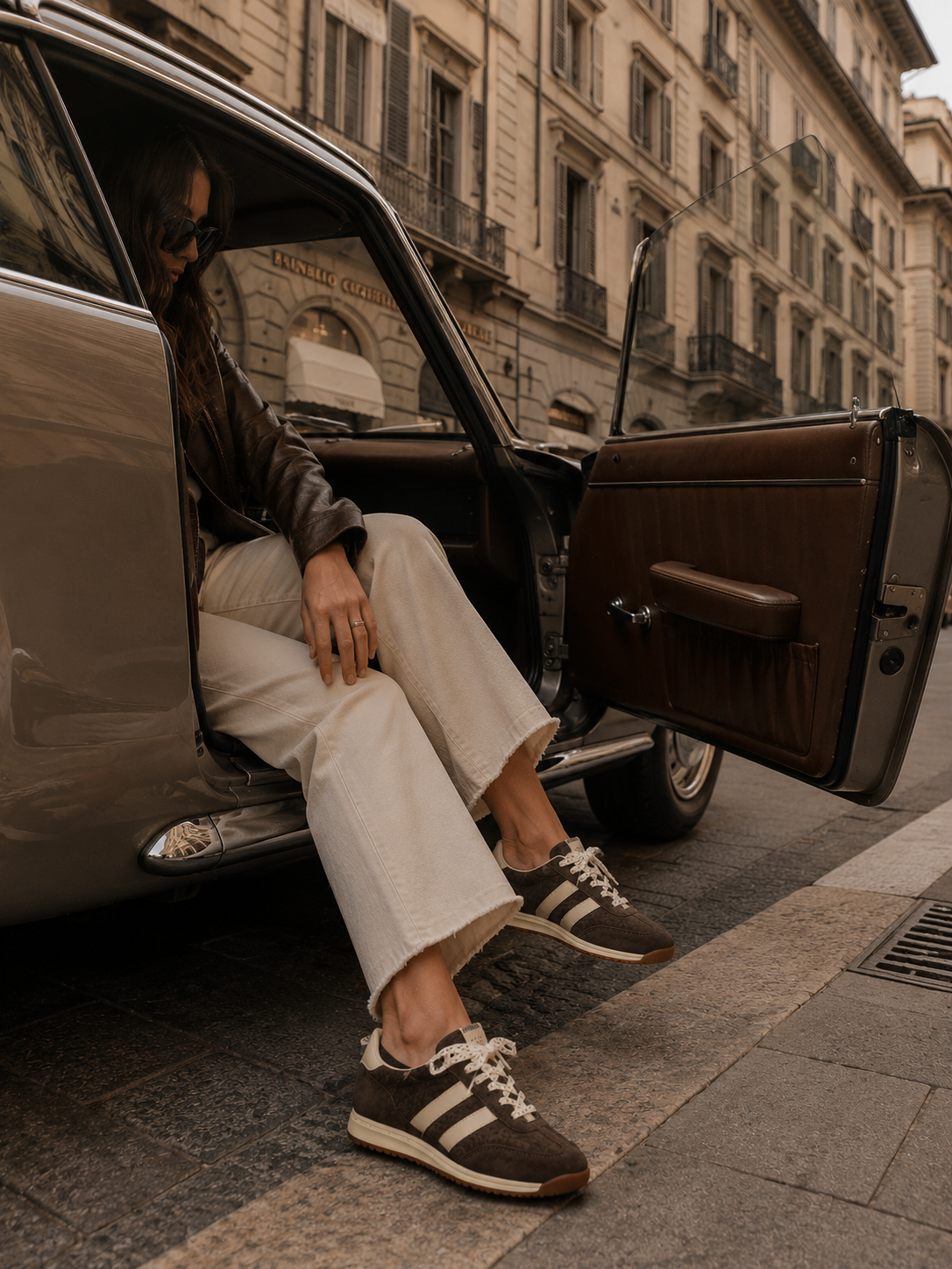Premium Damen Sneaker Espresso Braun aus Veloursleder | LA BALLERINA BY SONJA RICCI - La Ballerina