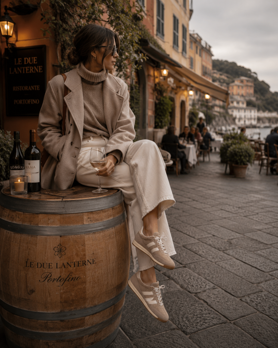 Premium Damen Sneaker Taupe / Creme aus Veloursleder | LA BALLERINA BY SONJA RICCI - La Ballerina