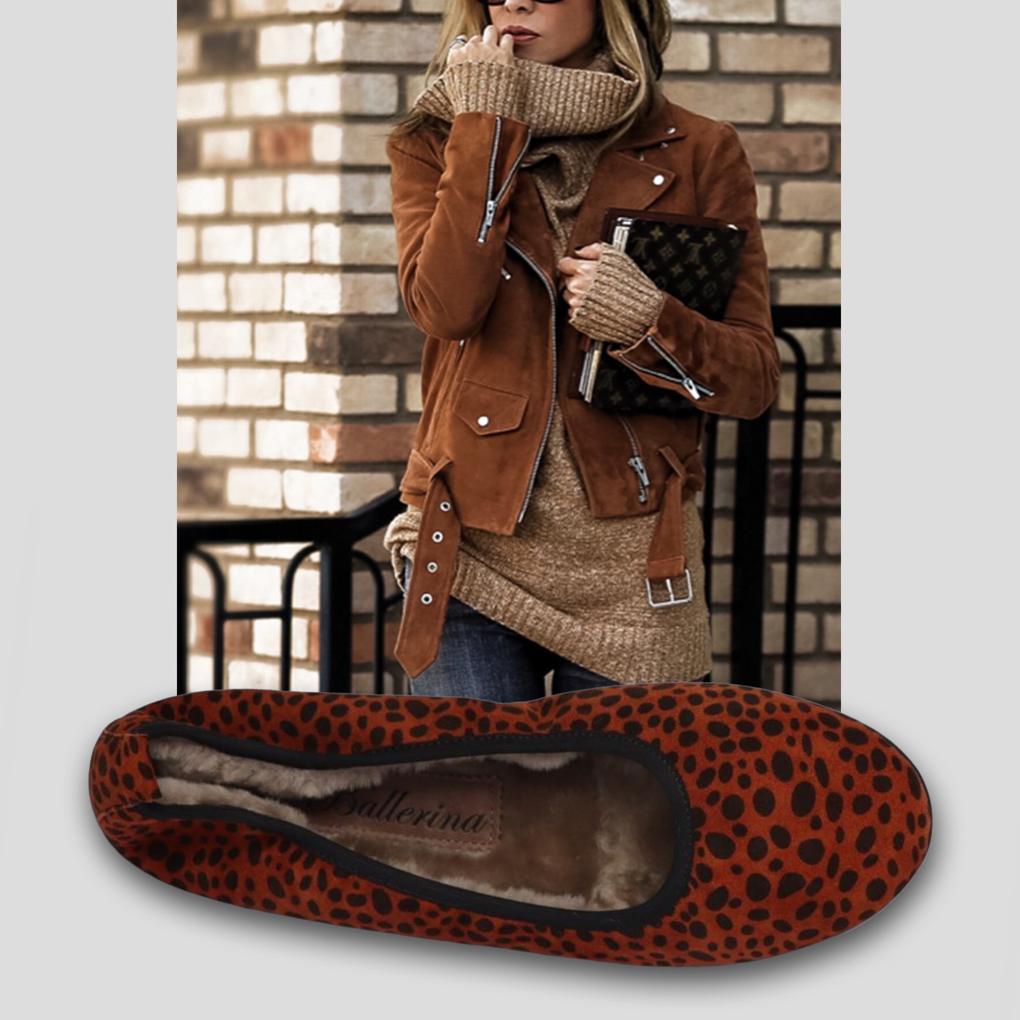 08W-1 NO - CAMBIO La Ballerina - NO - CAMBIO Warmgefüttert Leopard Print - La Ballerina