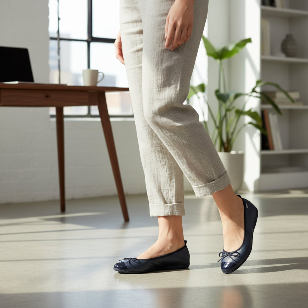 La Ballerina Teatro Bleu Nuit – Dunkelblaue Leder Ballerinas mit Lackspitze 33-26S - La Ballerina