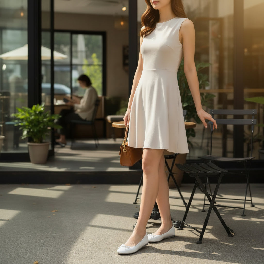 La Ballerina Teatro Creme – Beige Leder Ballerinas mit Lackspitze 31-26S - La Ballerina