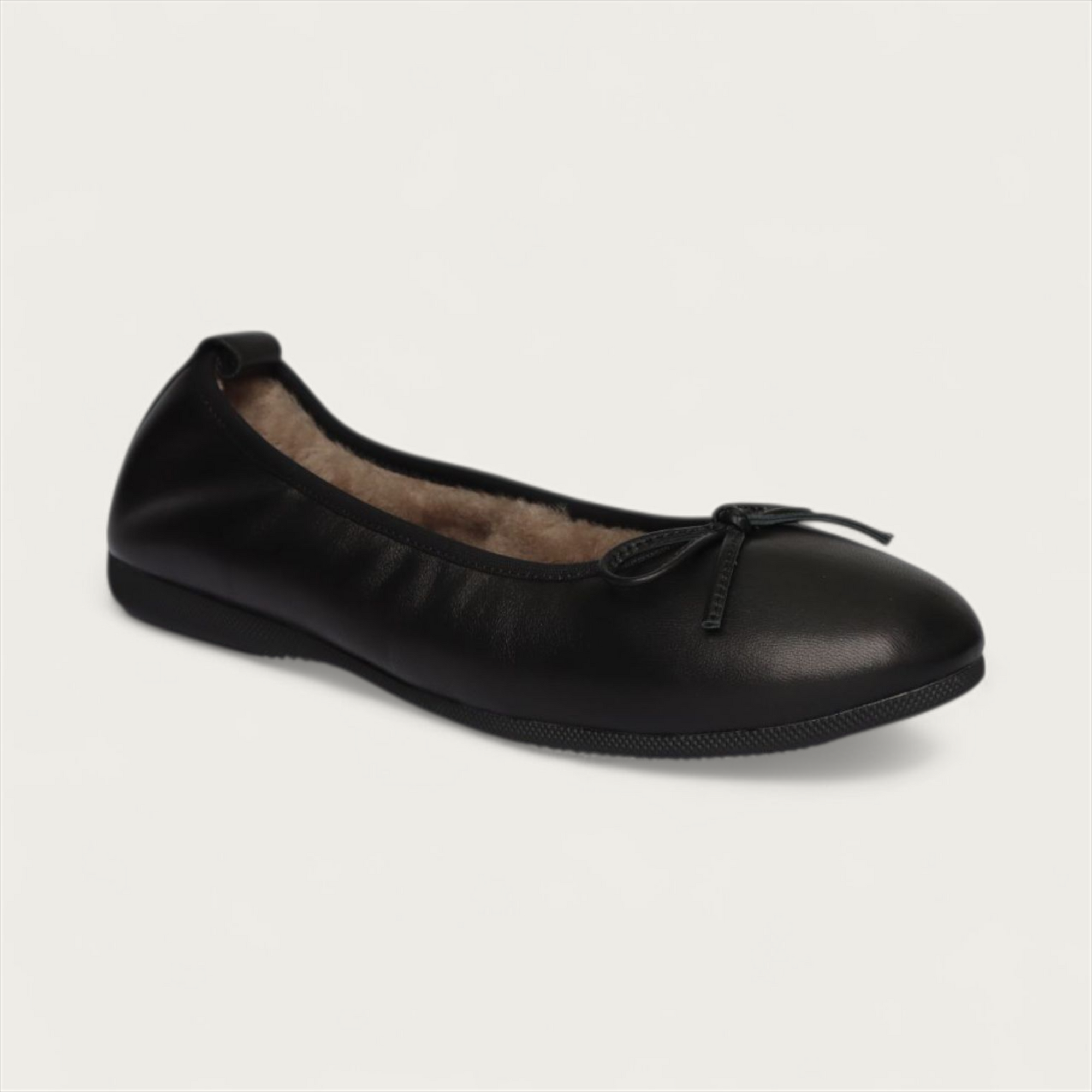 BASIC Winter Damen-Ballerinas aus Nappaleder in Schwarz mit Lammfell – N11-010 BASIC Winter Ballerinas
