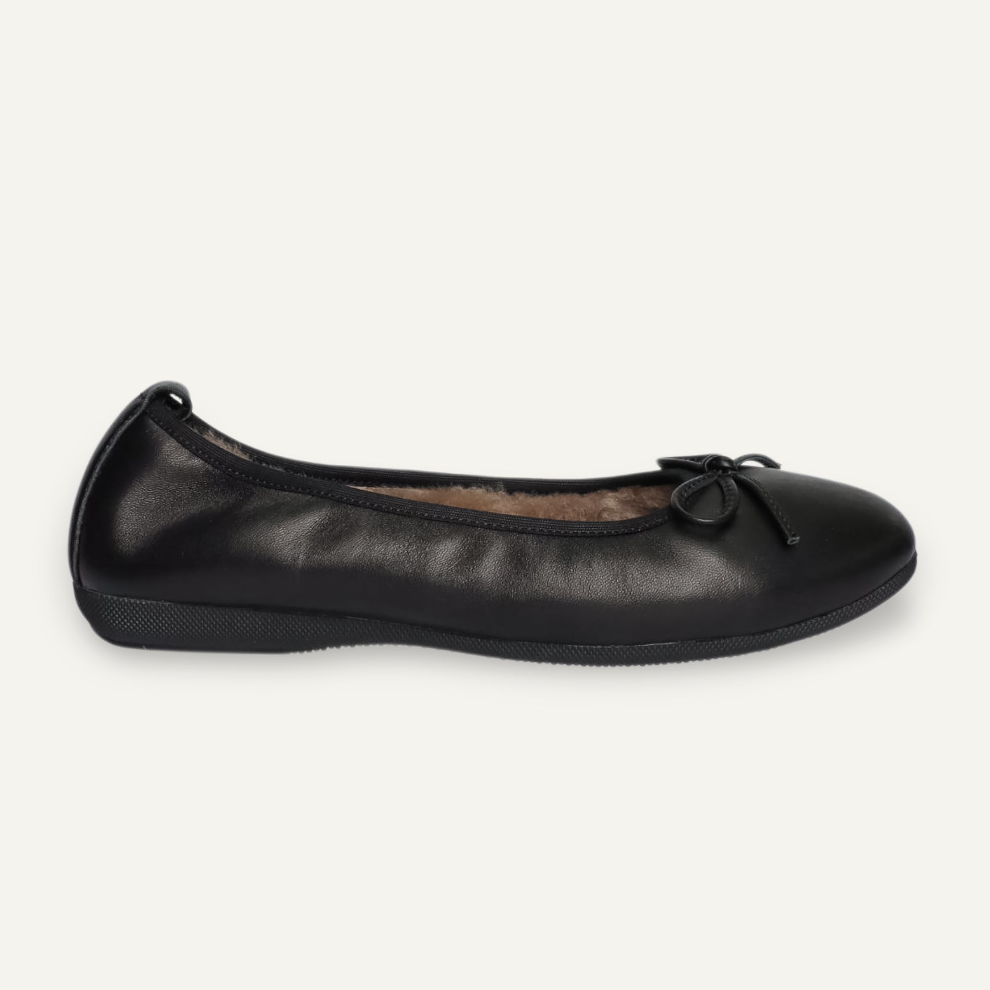 BASIC Winter Damen-Ballerinas aus Nappaleder in Schwarz mit Lammfell – N11-010 BASIC Winter Ballerinas