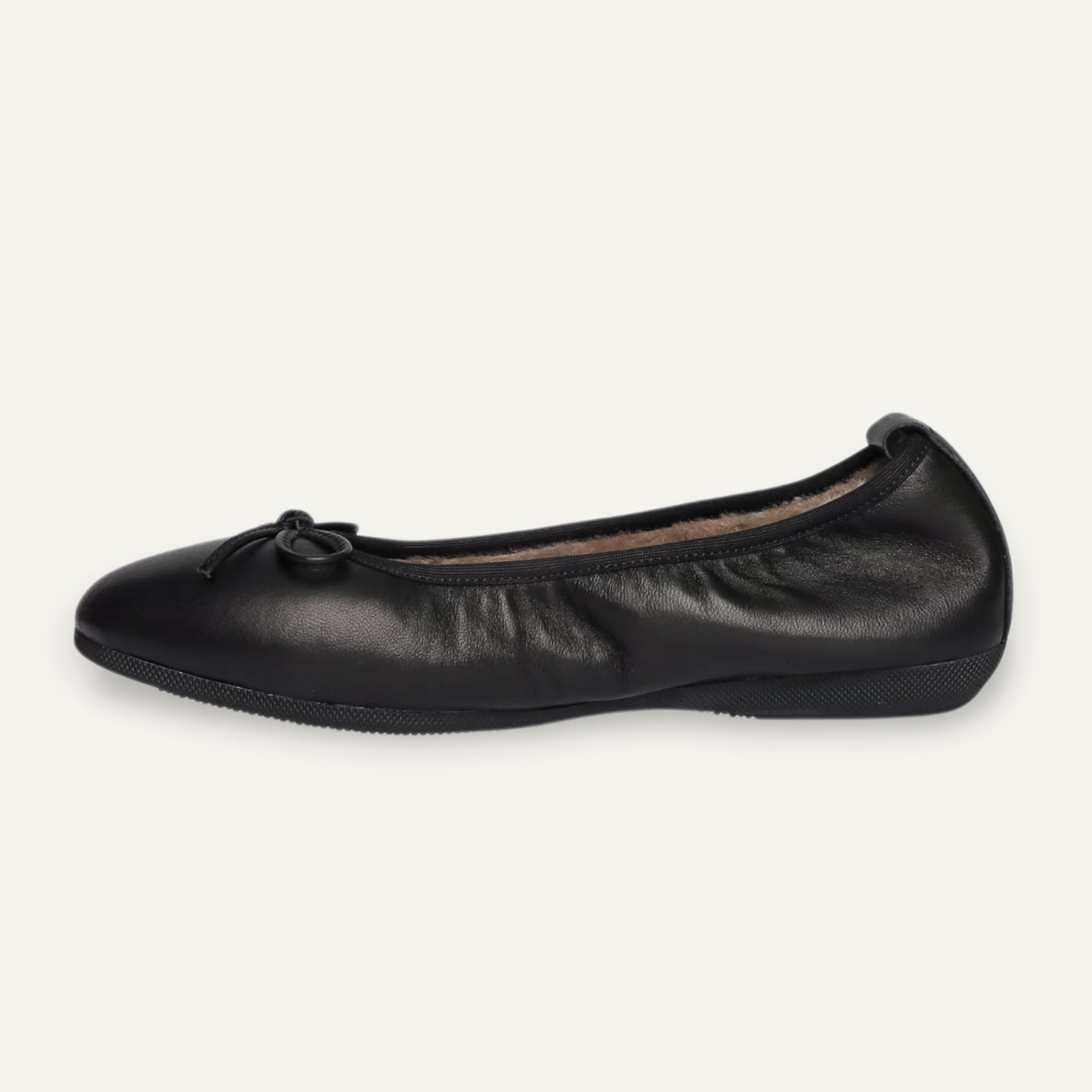 BASIC Winter Damen-Ballerinas aus Nappaleder in Schwarz mit Lammfell – N11-010 BASIC Winter Ballerinas