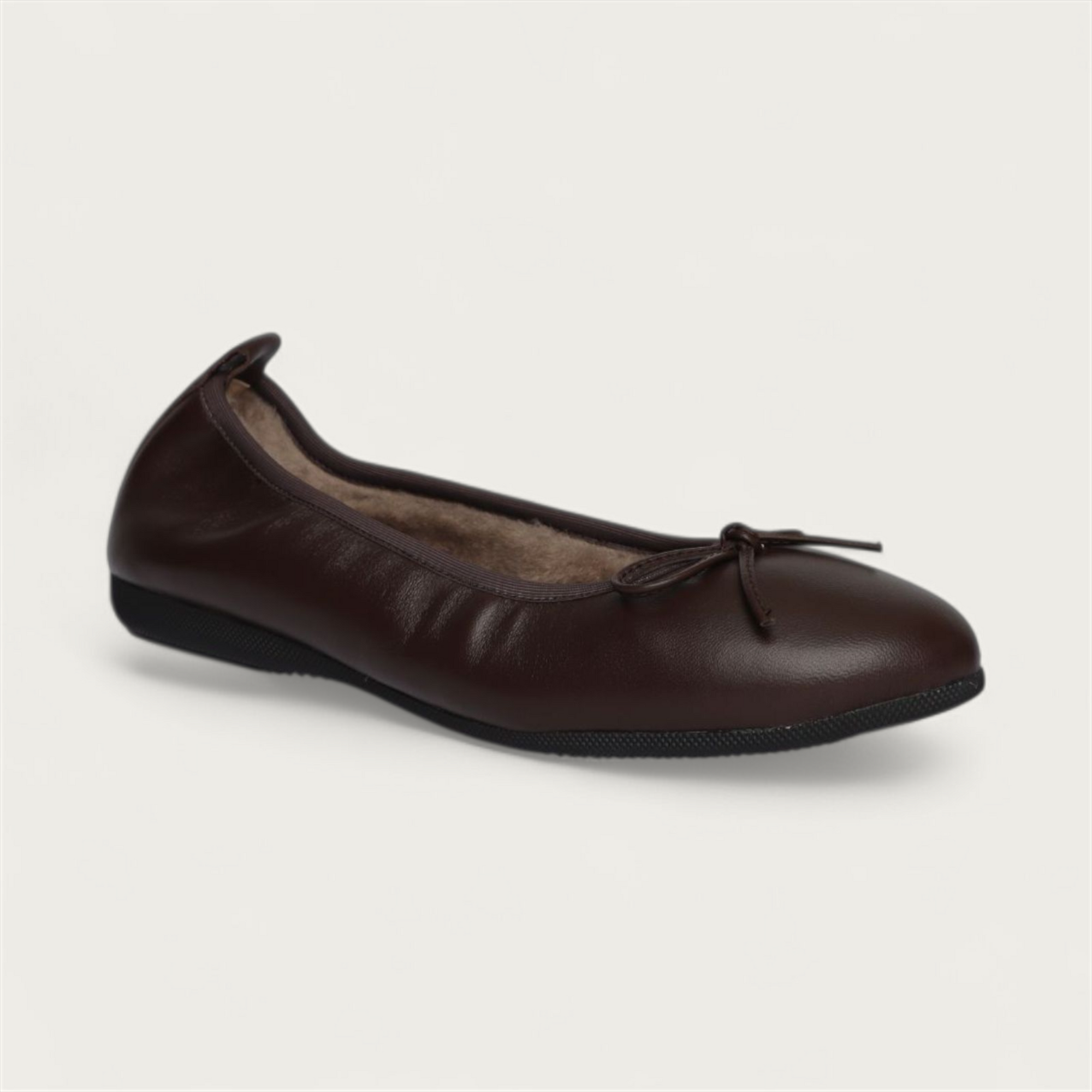 BASIC Winter Damen-Ballerinas aus Nappaleder in Braun mit Lammfell – N16-245 BASIC Winter Ballerinas