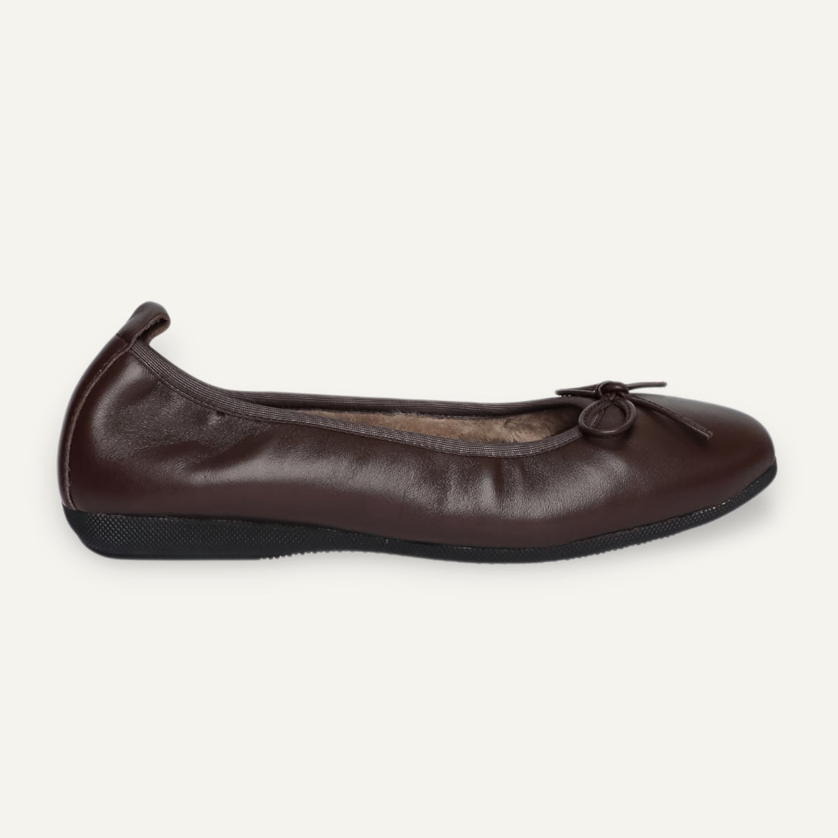 BASIC Winter Damen-Ballerinas aus Nappaleder in Braun mit Lammfell – N16-245 BASIC Winter Ballerinas