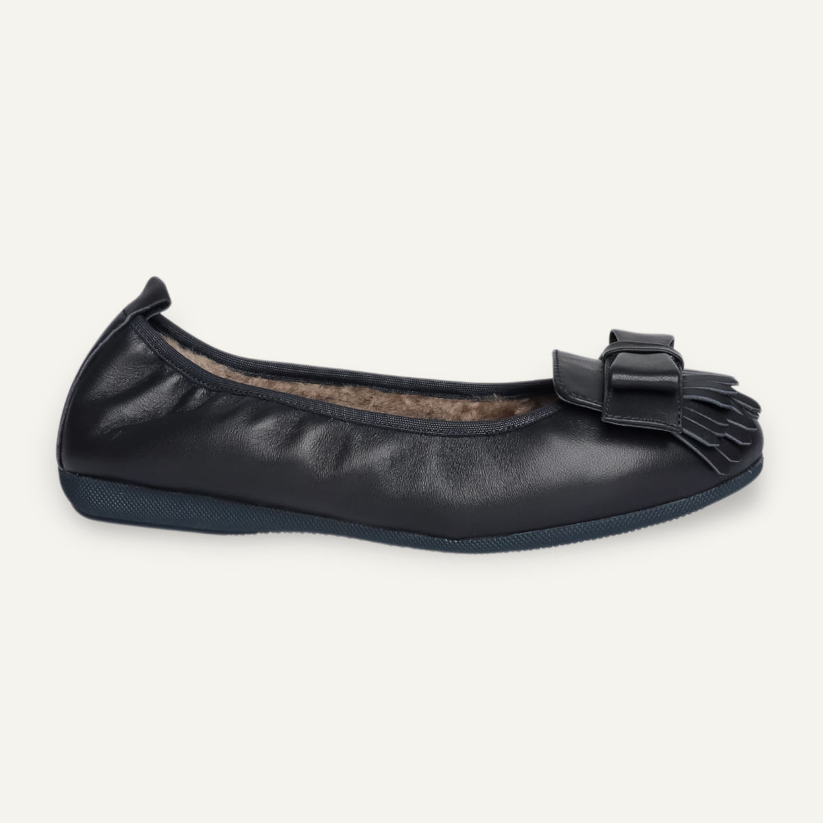CAMBIO Winter women’s ballet flats in nappa leather — Blue, lambskin lining – N2-118