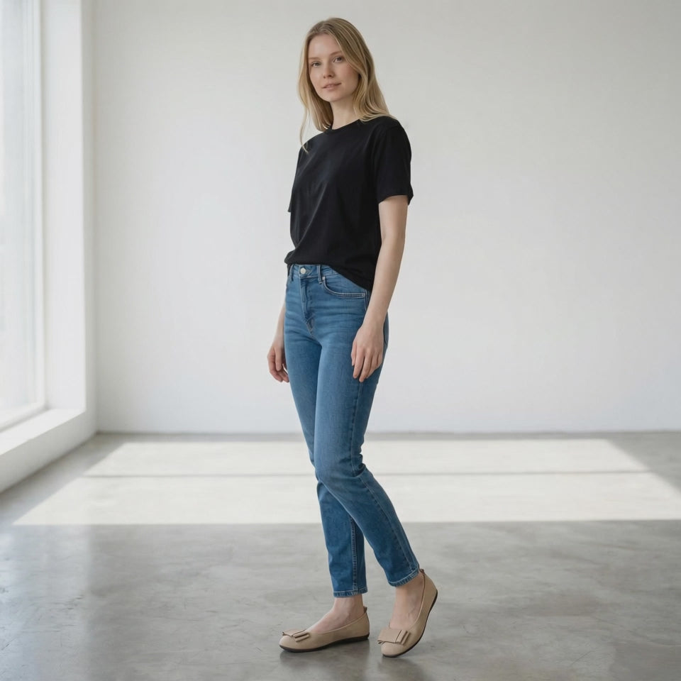 Beige Damen Ballerinas aus Veloursleder – La Ballerina Cambio 7-26S - La Ballerina