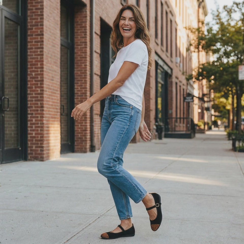 La Ballerina Teatro Mary Jane – Schwarze Ballerinas mit Leokappe 6-26S - La Ballerina