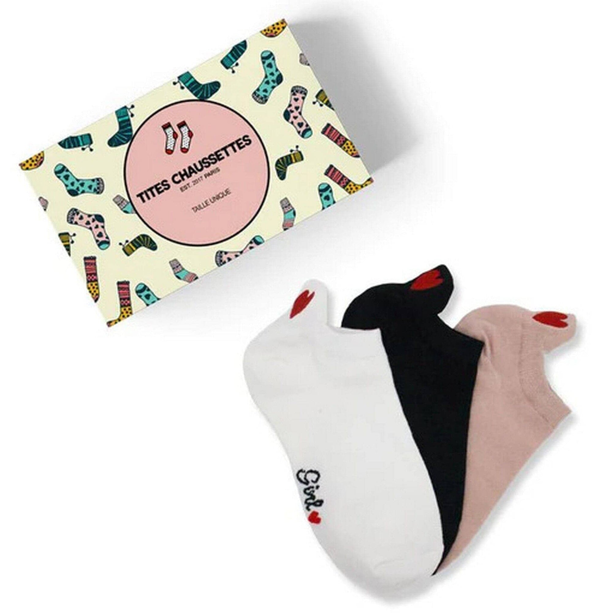 Sneakersocken für Damen | Rote Herz-Socken (3er-Set) - La Ballerina