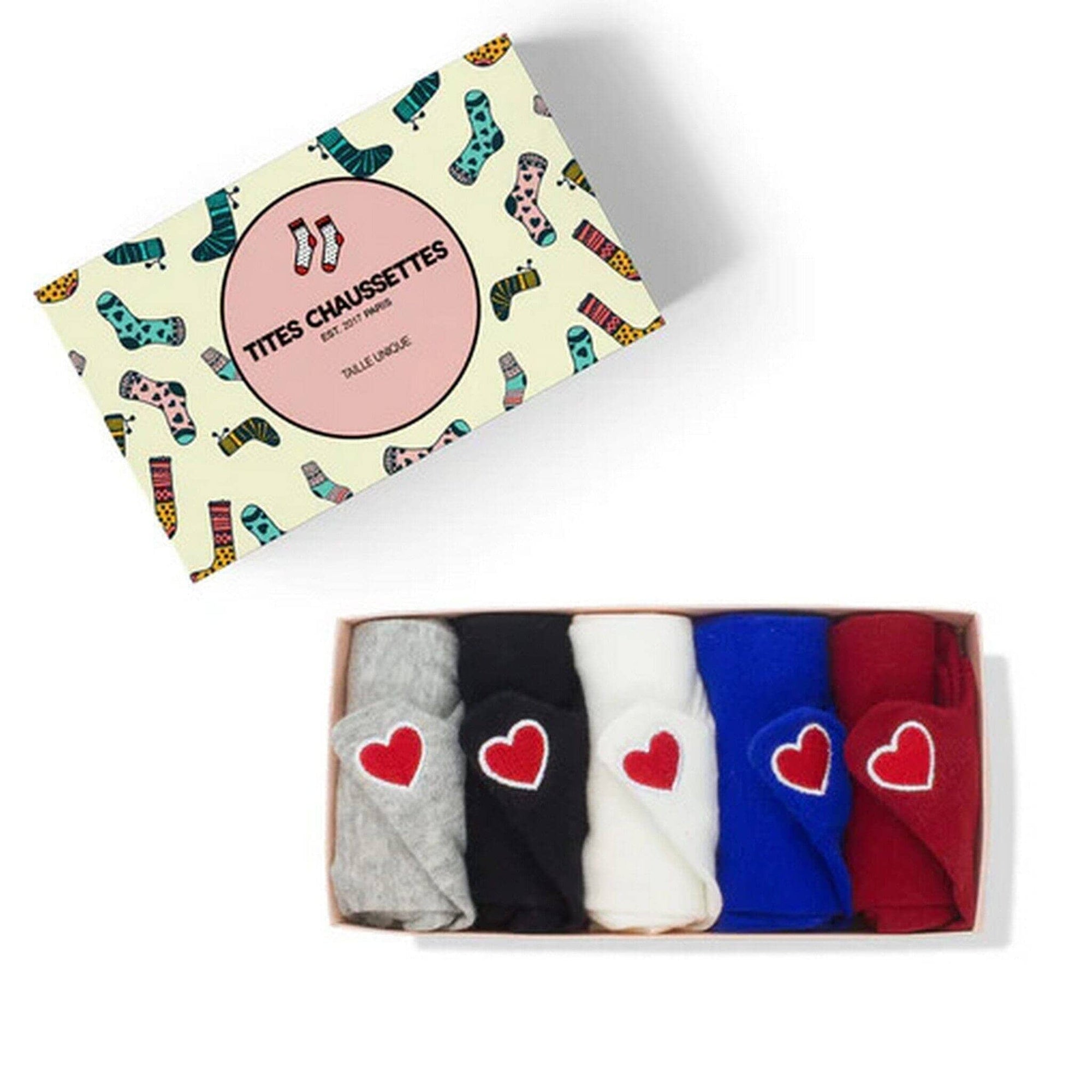 Sneakersocken für Damen | Rote Herz-Socken (5er-Set) - La Ballerina