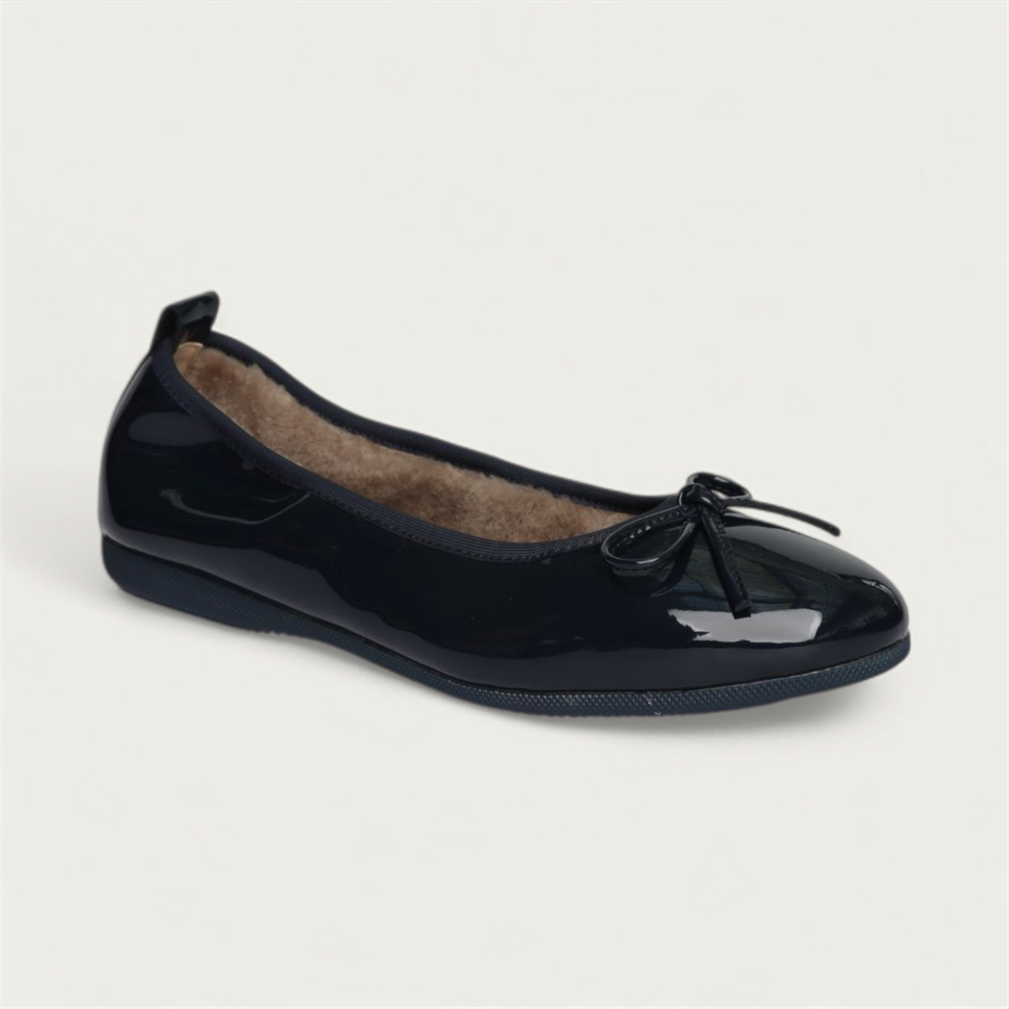 BASIC Winter Damen-Ballerinas aus Lackleder in Blau mit Lammfell – V2-118 BASIC Winter Ballerinas
