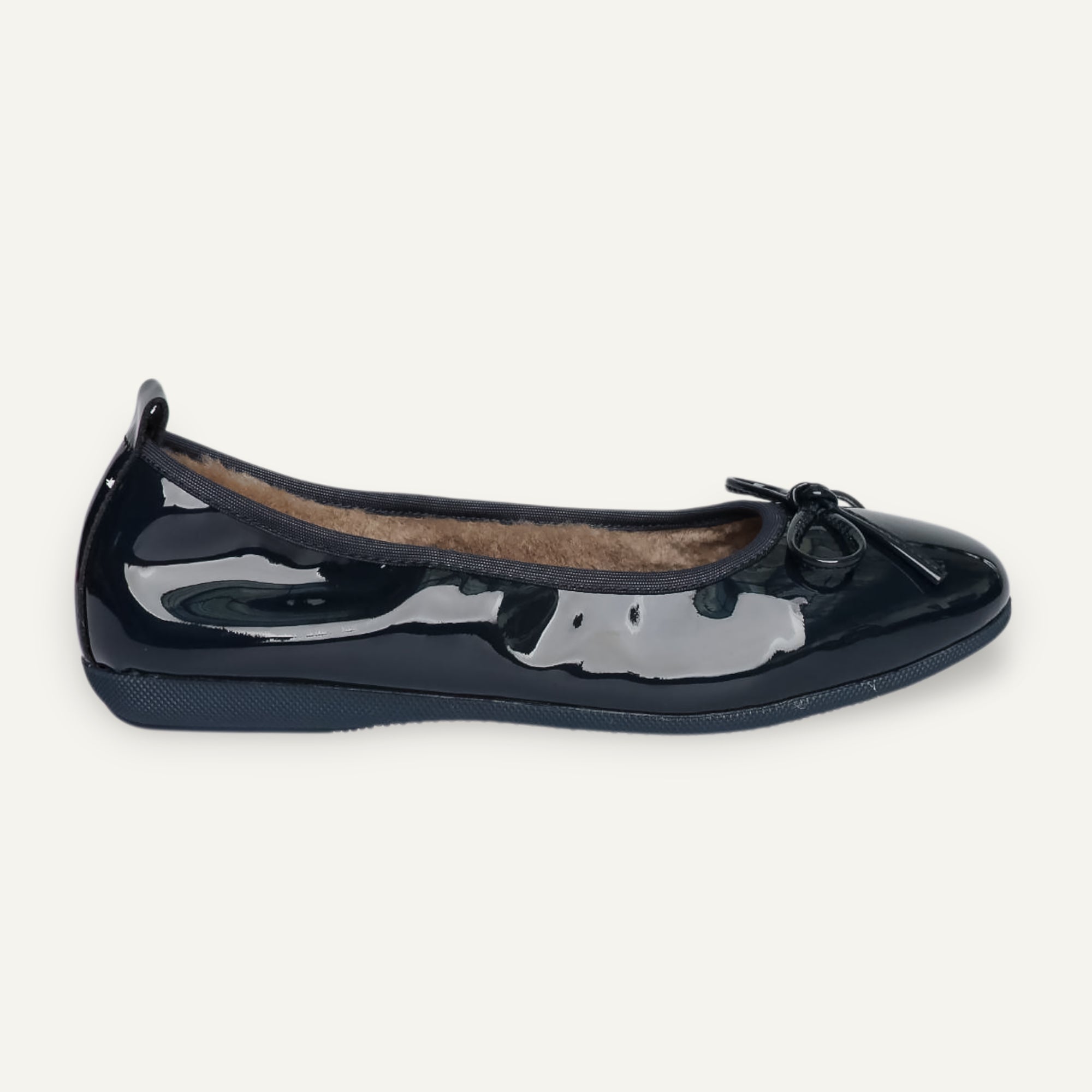 BASIC Winter Damen-Ballerinas aus Lackleder in Blau mit Lammfell – V2-118 BASIC Winter Ballerinas