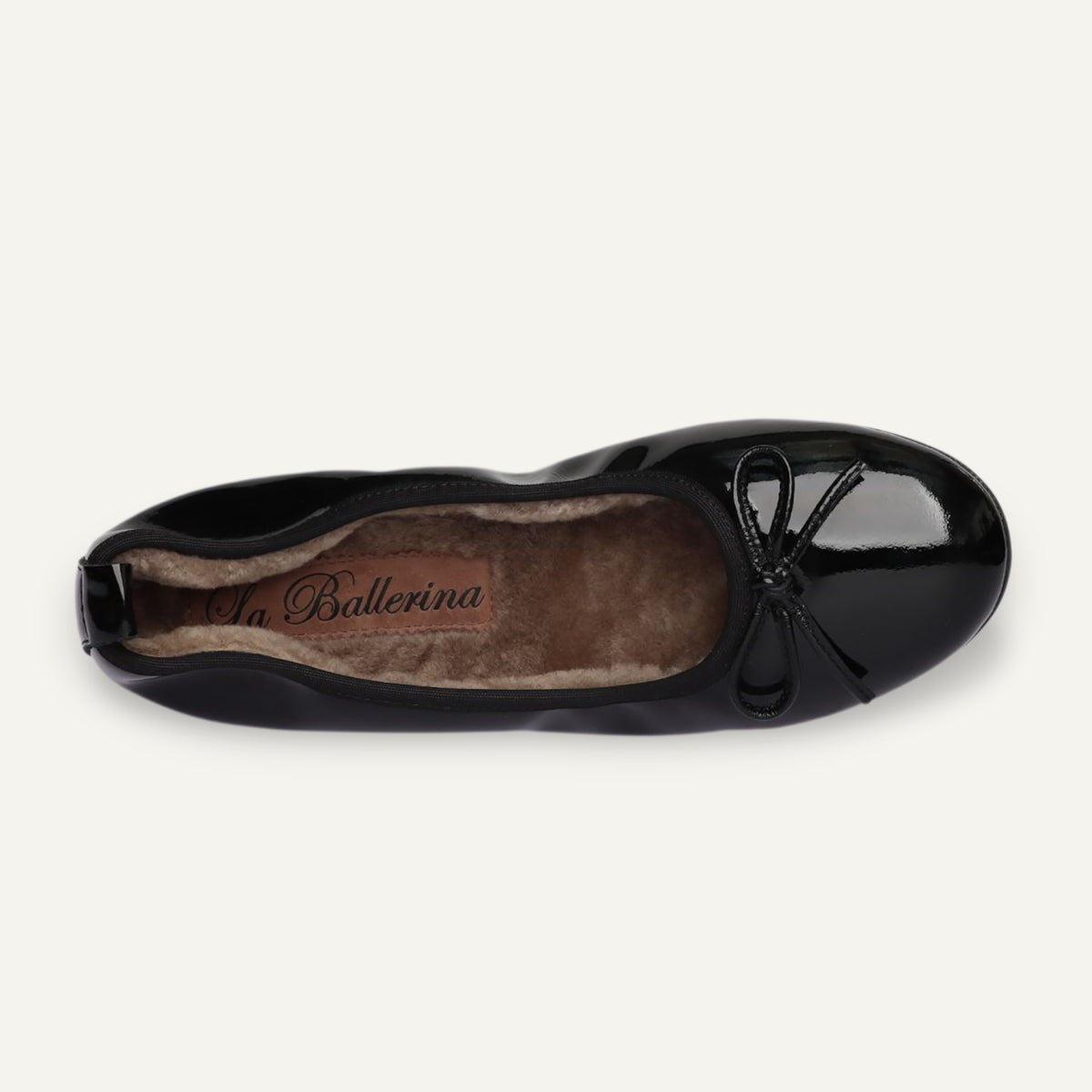 BASIC Winter Damen-Ballerinas aus Lackleder in Schwarz mit Lammfell – V6-010 BASIC Winter Ballerinas