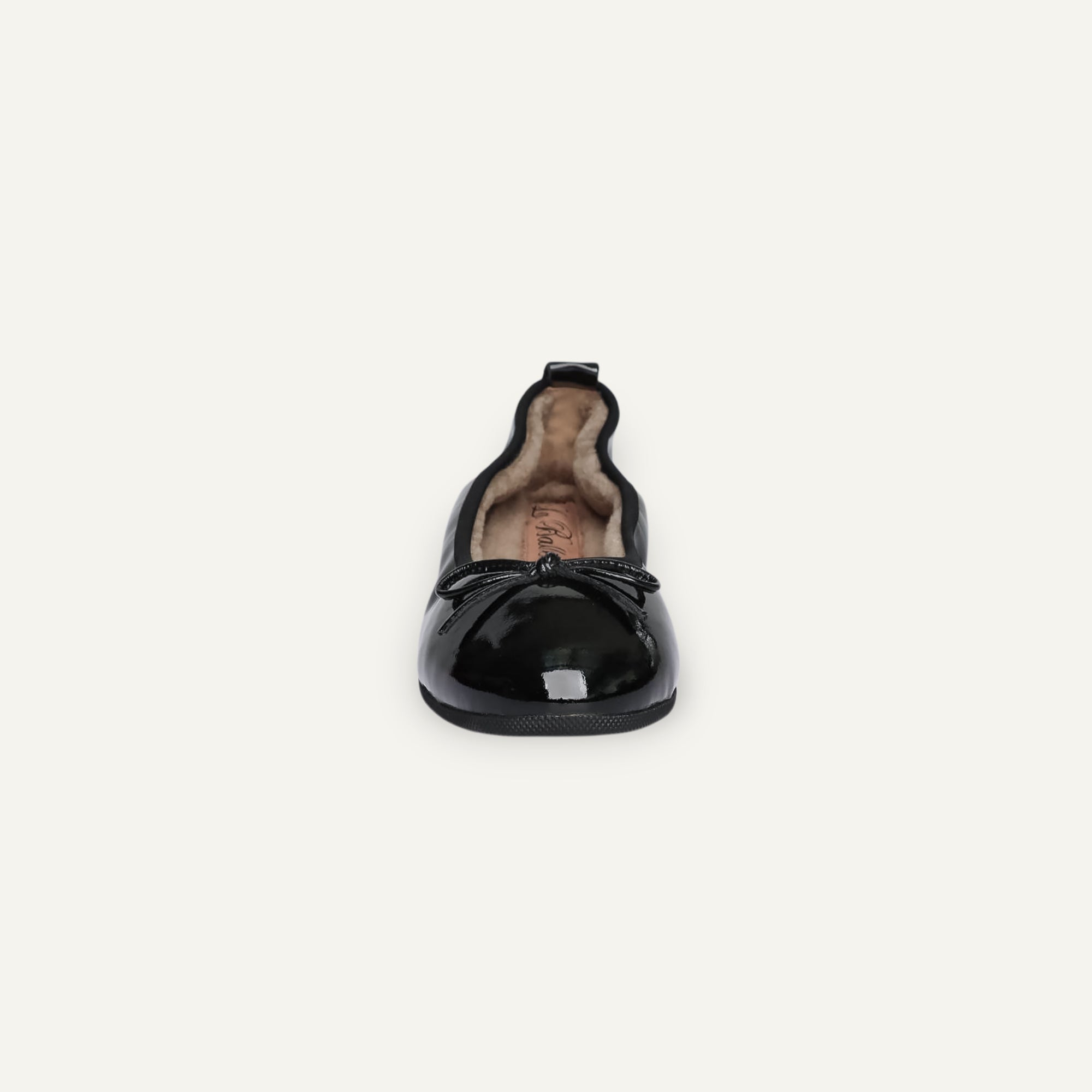 BASIC Winter Damen-Ballerinas aus Lackleder in Schwarz mit Lammfell – V6-010 BASIC Winter Ballerinas