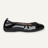 Ballerines BASIC Winter en cuir verni — Noir, doublure en peau d’agneau – V6-010