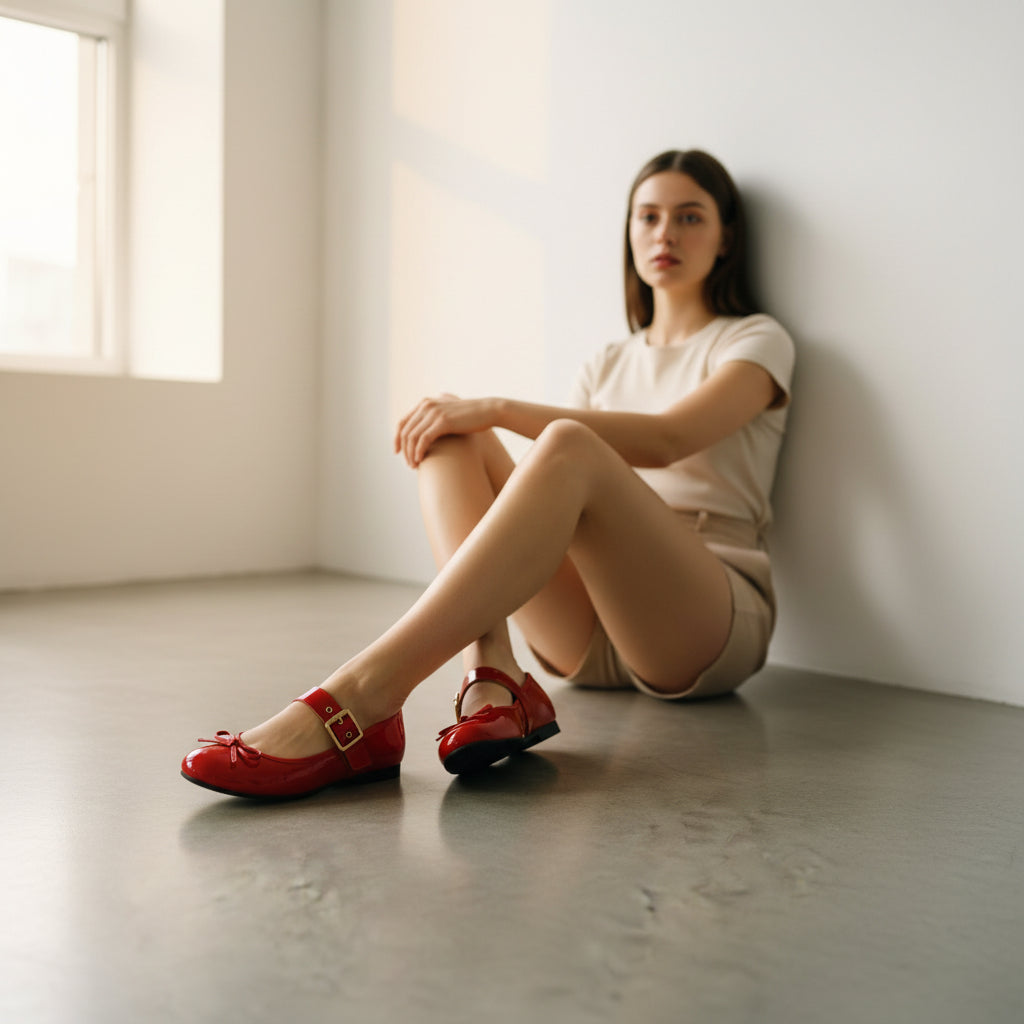 La Ballerina Teatro Mary Jane – Rote Lackleder Ballerinas 10-26S - La Ballerina