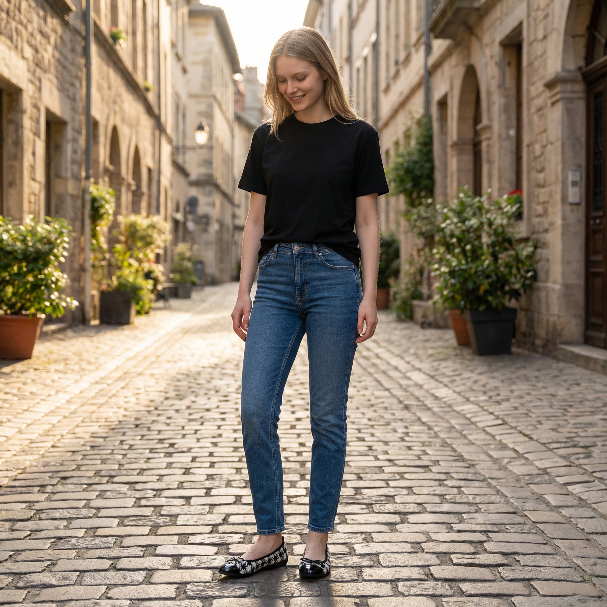 La Ballerina Teatro Gänsefüßchen – Schwarz-Weiße Ballerinas mit Lackspitze 13-26S - La Ballerina